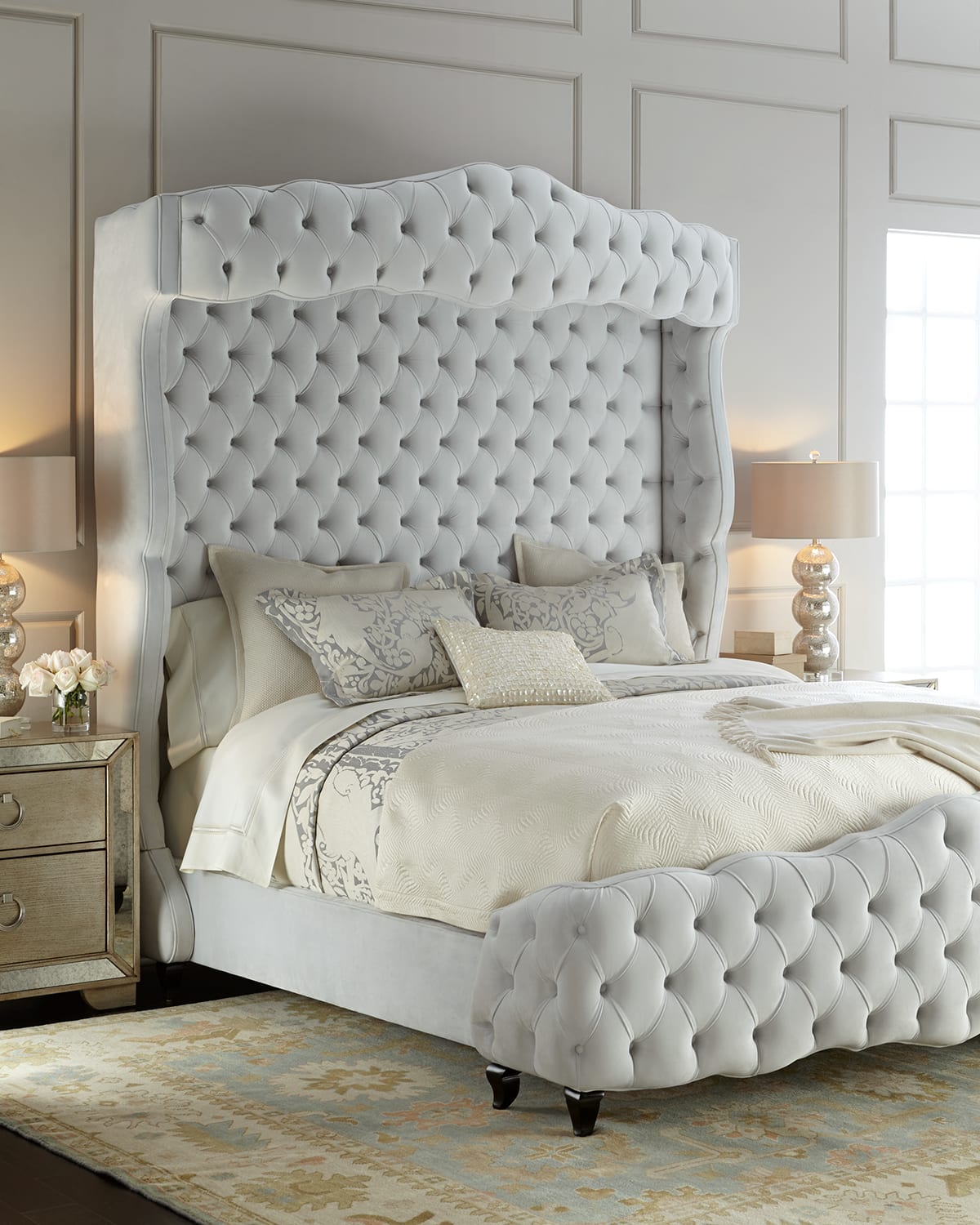 Haute House Grand Chez Tufted King Bed In Silver Gray