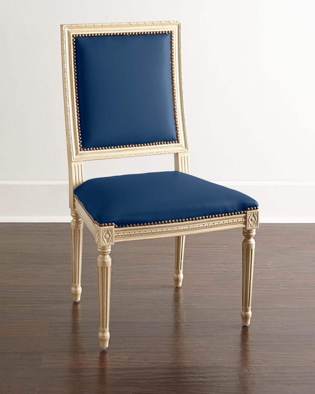 Massoud Ingram Leather Dining Chair, B5 In Cobalt