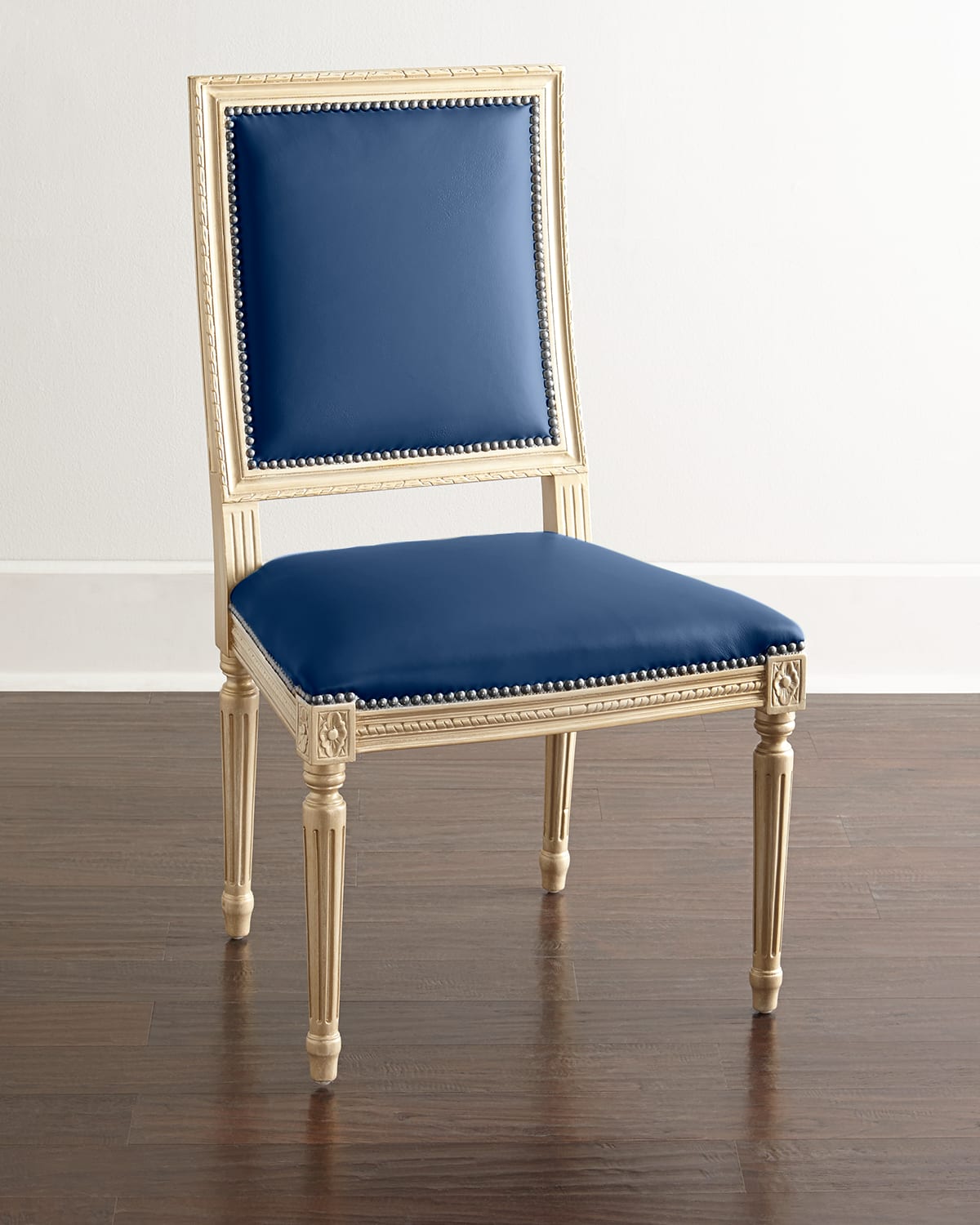 Massoud Ingram Leather Dining Chair, B2 In Cobalt