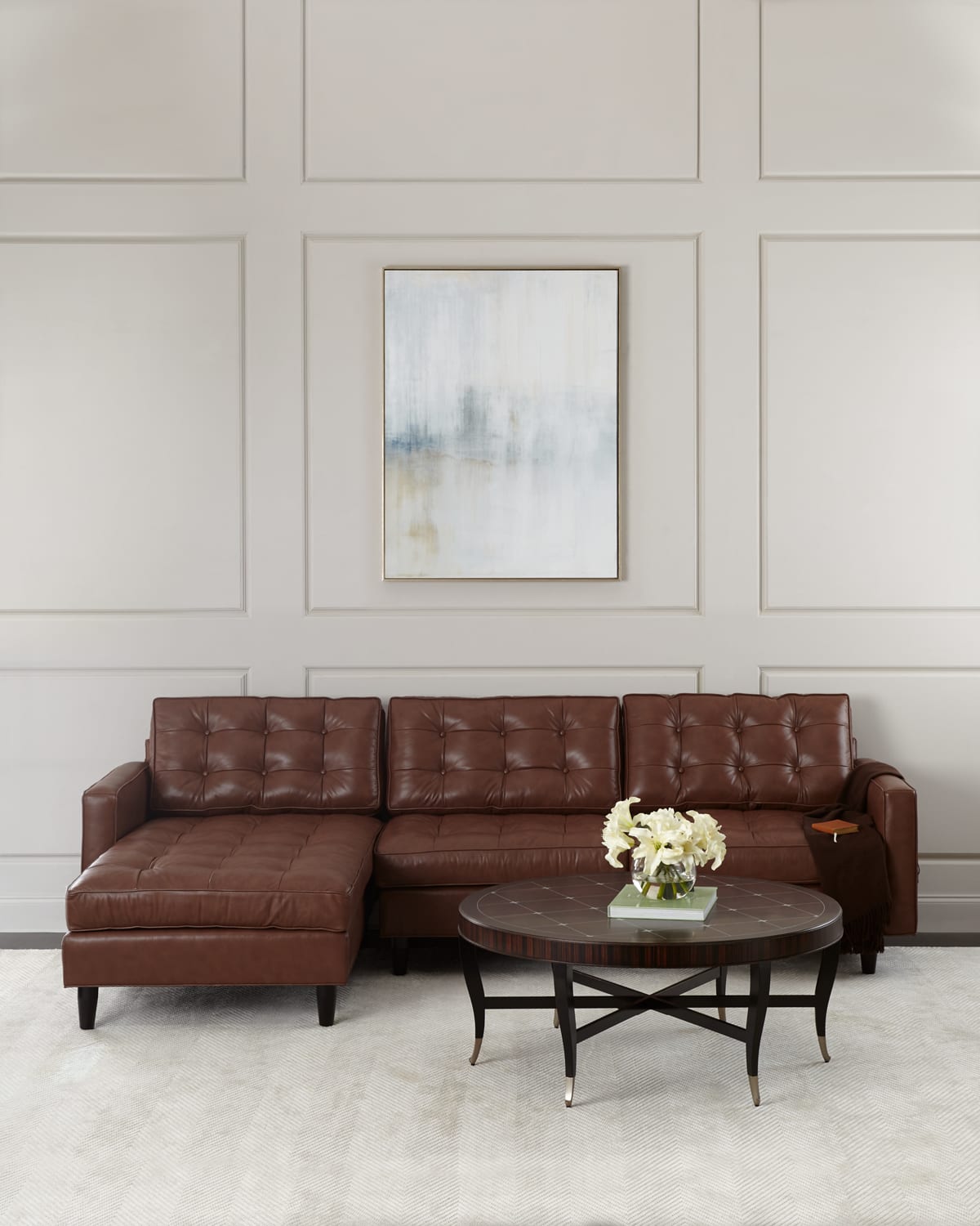 Old Hickory Tannery Barnes Leather Left-arm Chaise Sectional