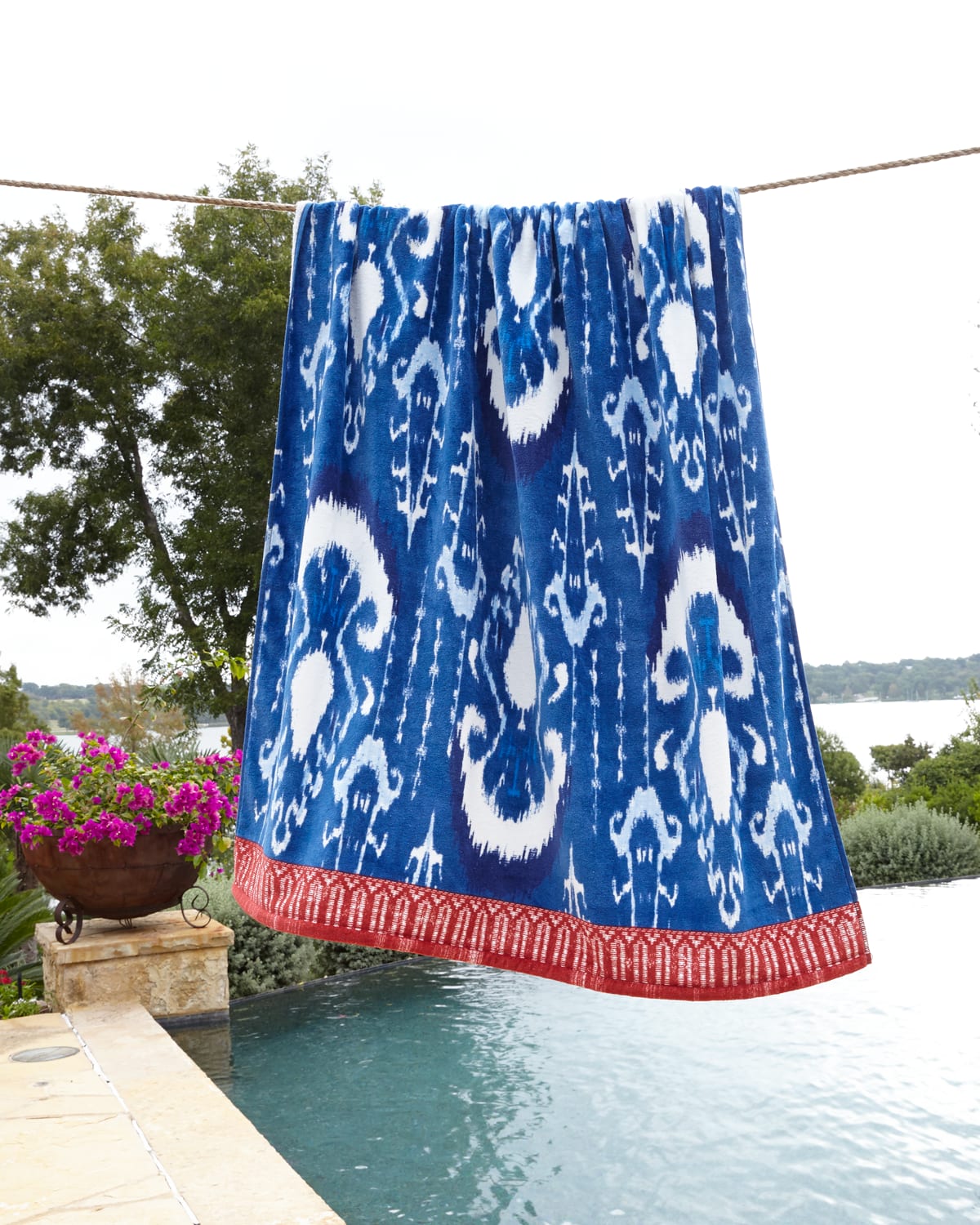 John Robshaw Vaya Indigo Blue Beach Towel