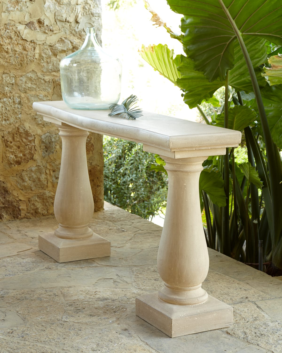 Neiman Marcus Double Pedestal Outdoor Console Table