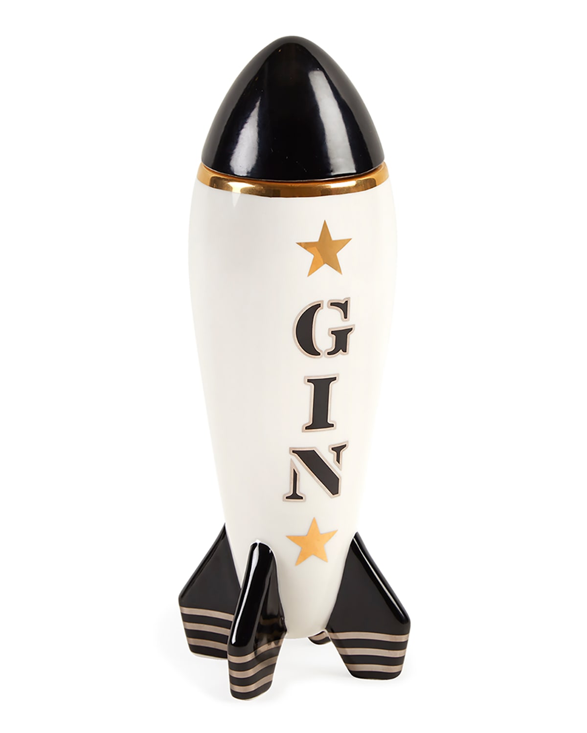 Shop Jonathan Adler Gin Rocket Decanter In White/black