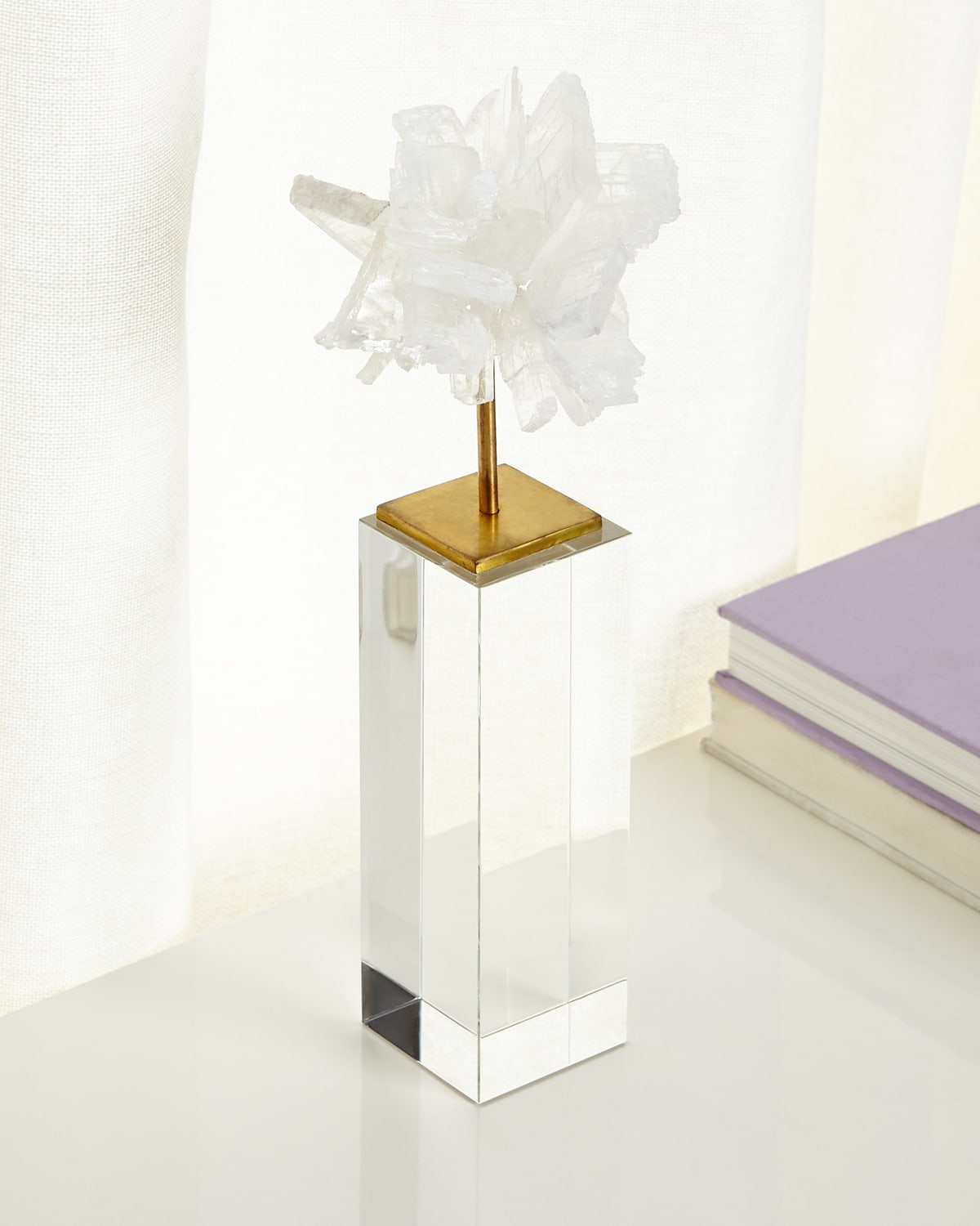 Shop John-richard Collection Tall Selenite Blossom On Stand In White
