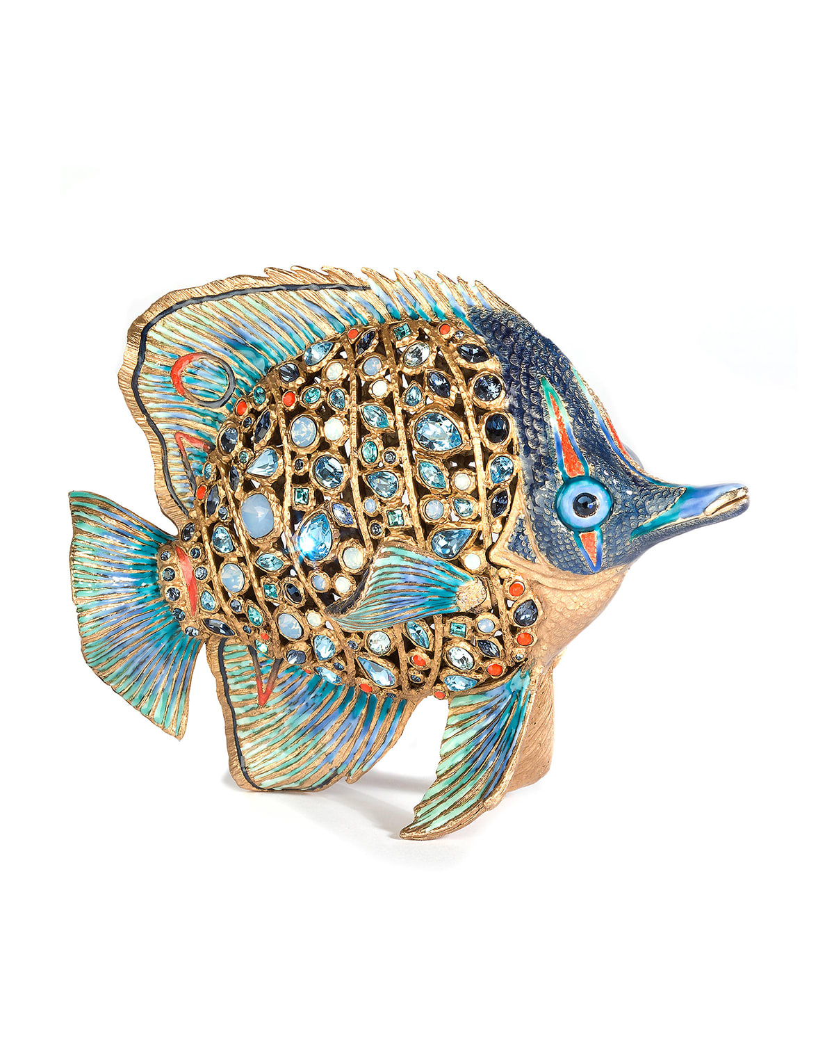 Shop Jay Strongwater Weston Butterfly Fish Figurine In Blue