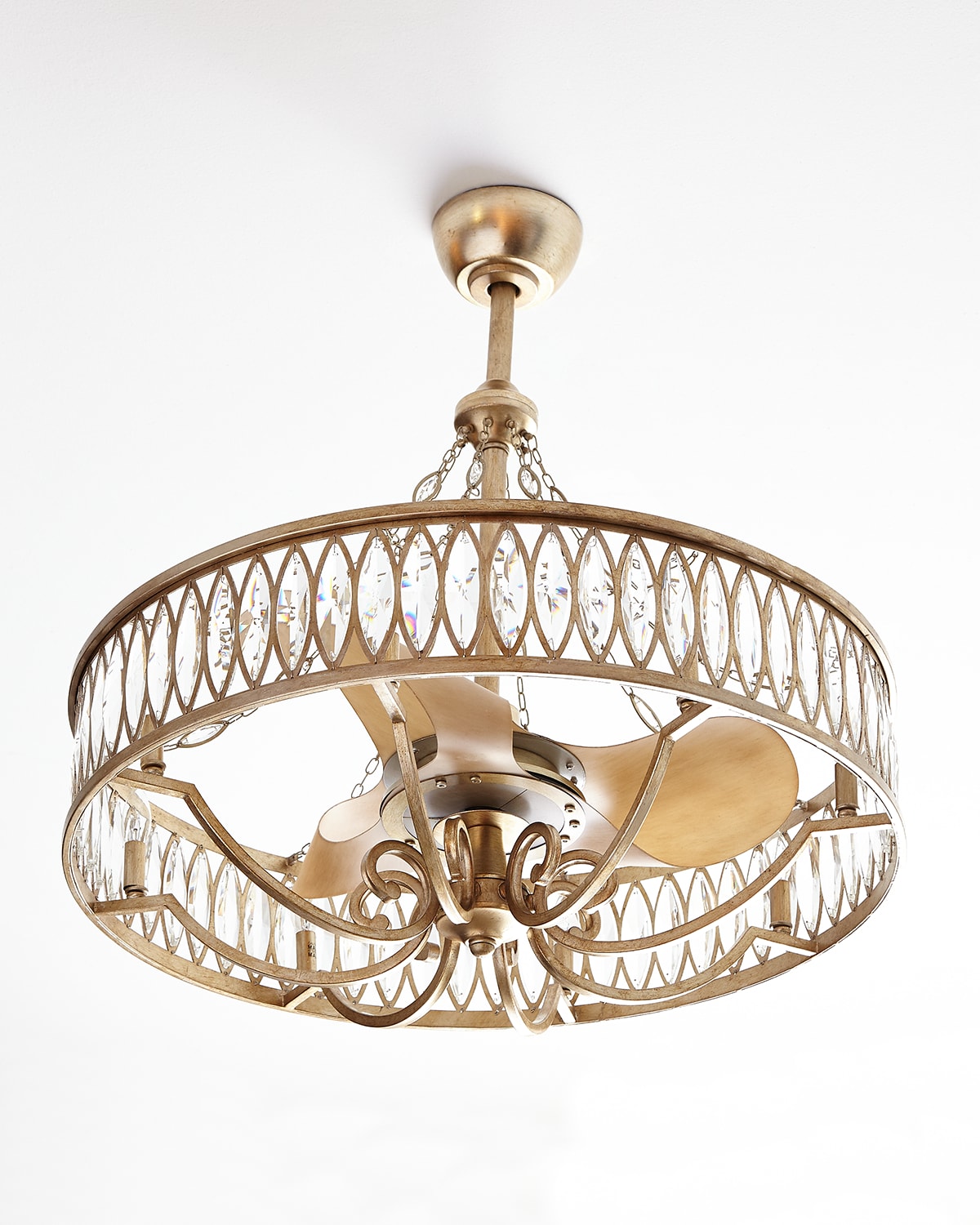 Shop John-richard Collection Crystal 8-light Pendant With Fan In Gold