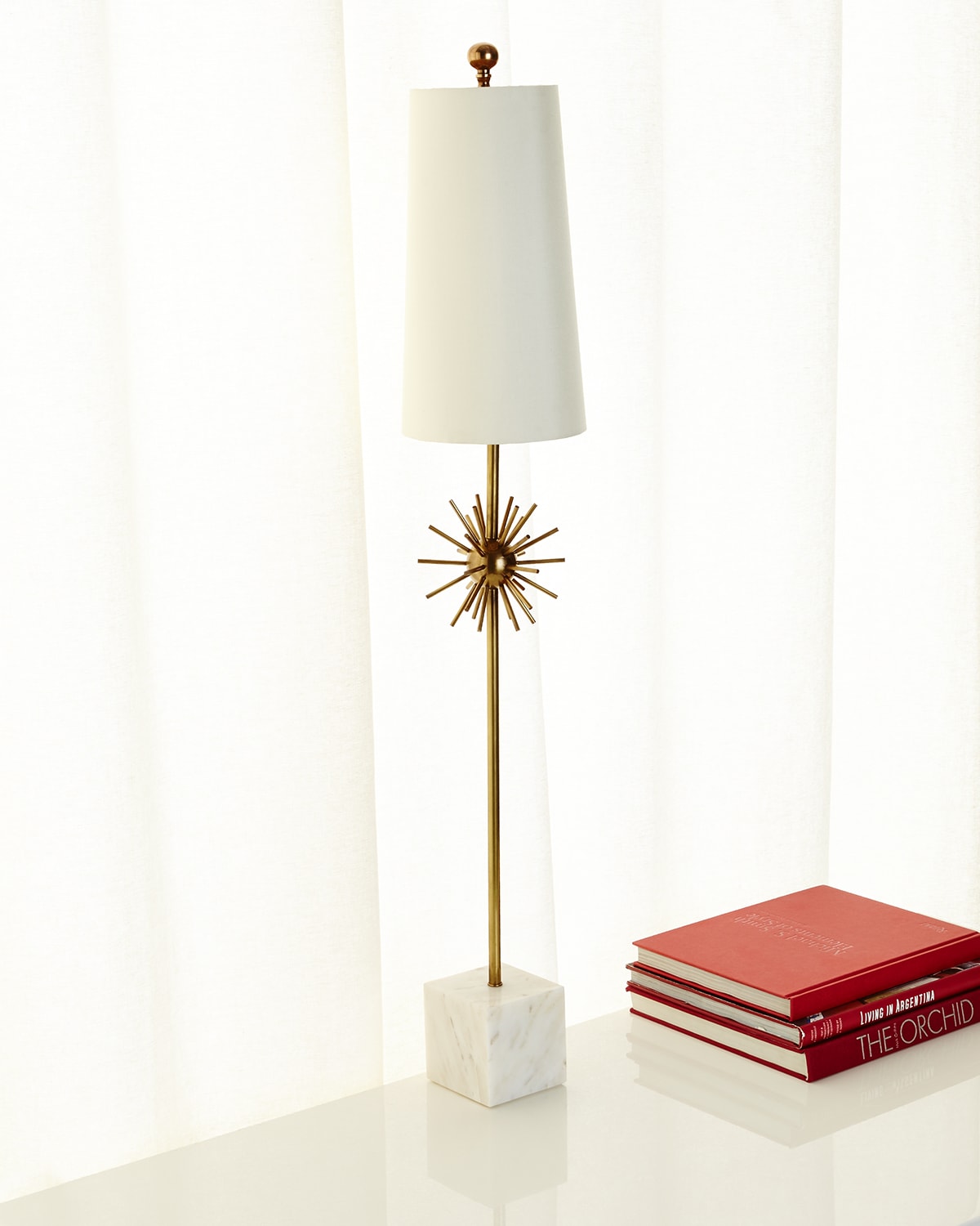 Shop John-richard Collection Orbit Buffet Lamp In Gold/white