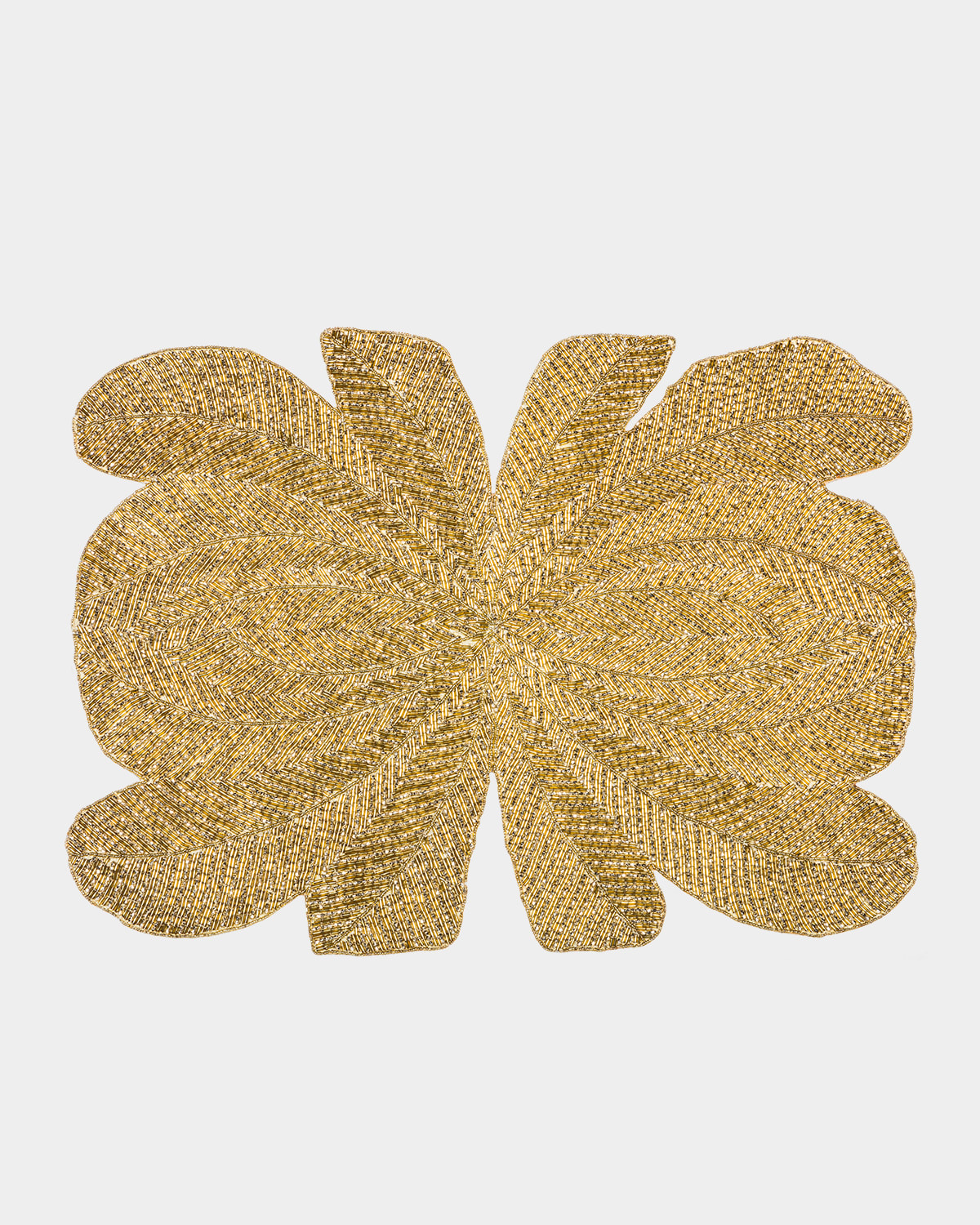 Nomi K Peacock Hand-beaded Placemat, Gold In Gold