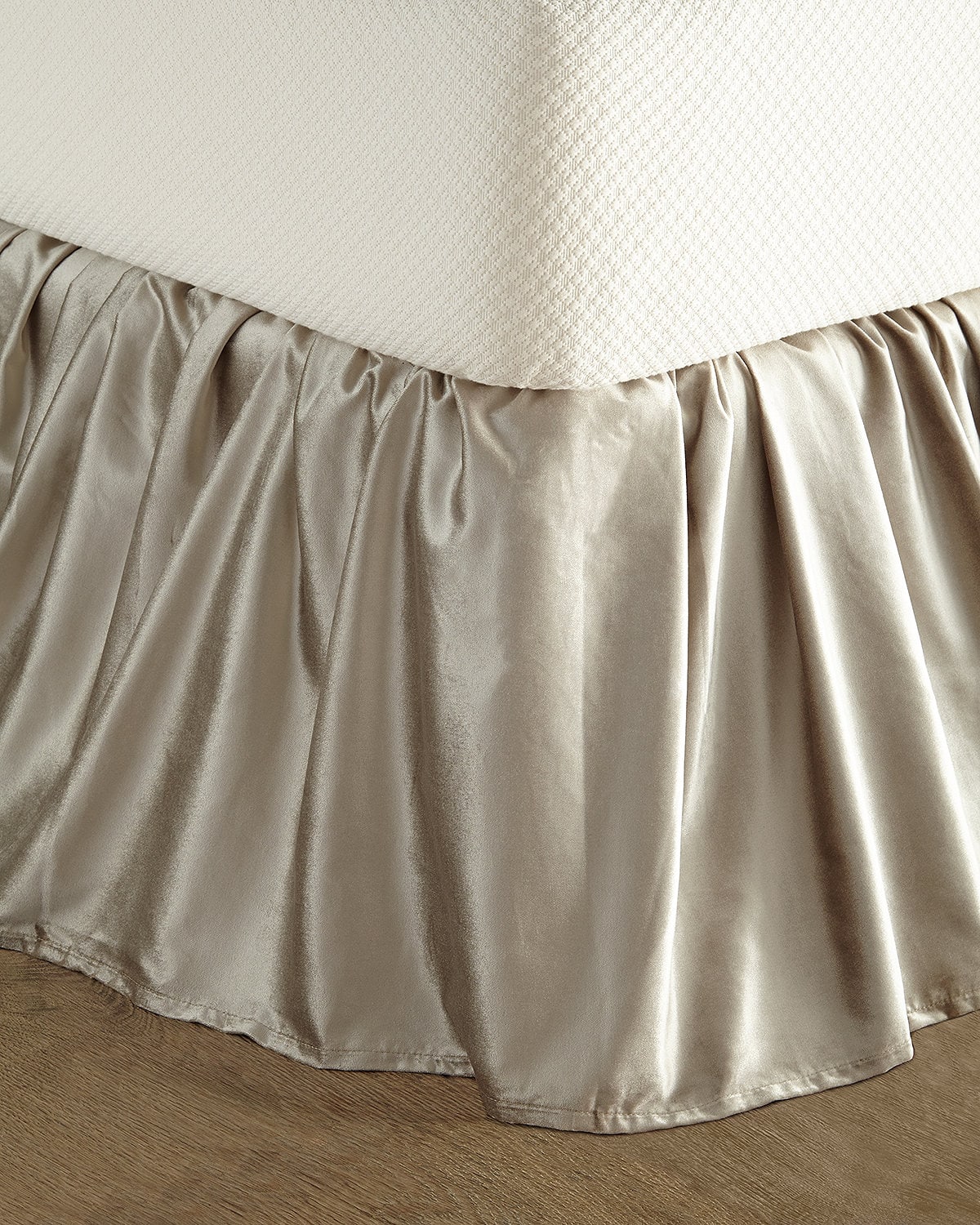 Lili Alessandra Queen/king Chloe Velvet Dust Skirt In Fawn (taupe)