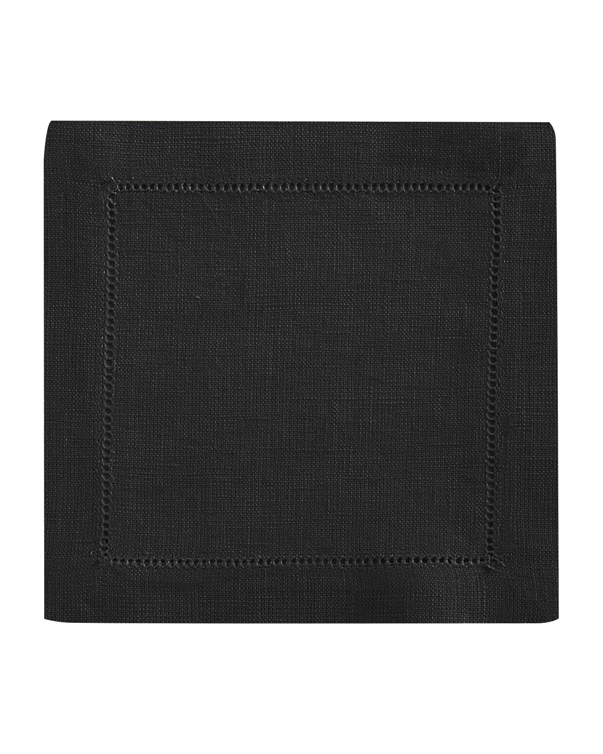 Shop Sferra Hemstitch Cocktail Napkins, Set Of 6 In Black