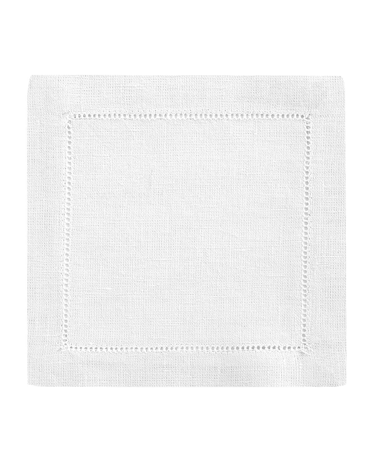 Shop Sferra Hemstitch Cocktail Napkins, Set Of 6 In Chocolate