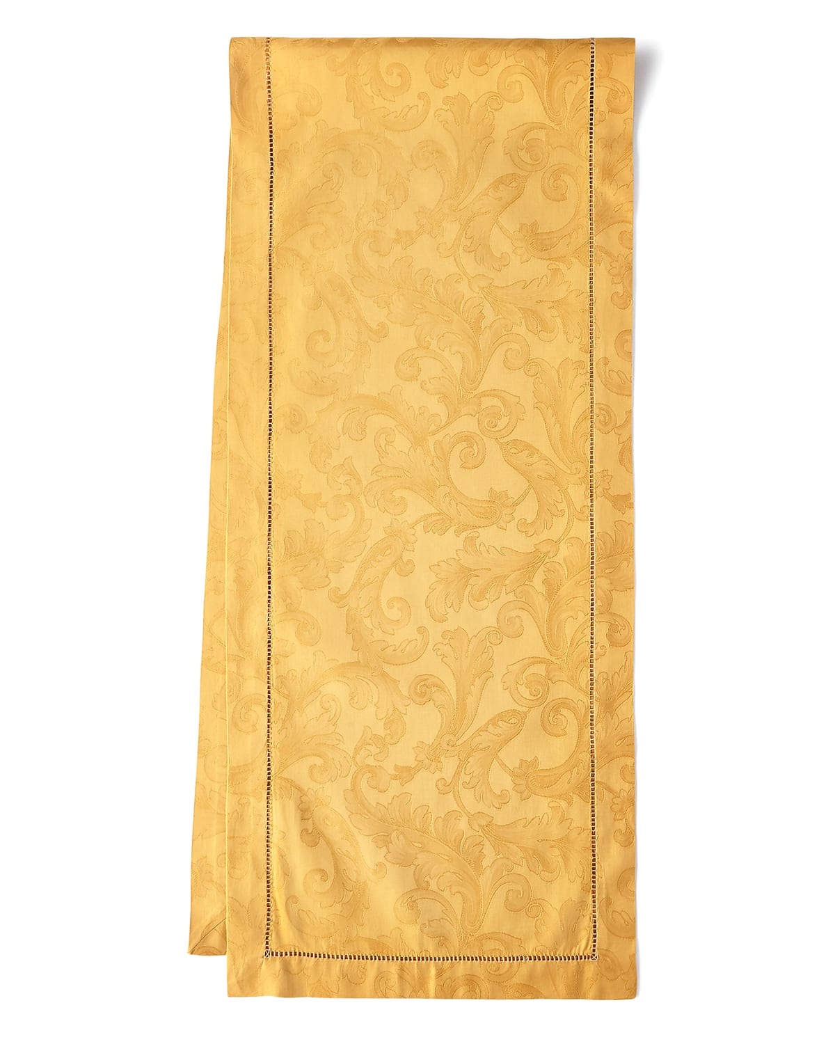 Shop Sferra Plume Jacquard 90"l Table Runner In Gold