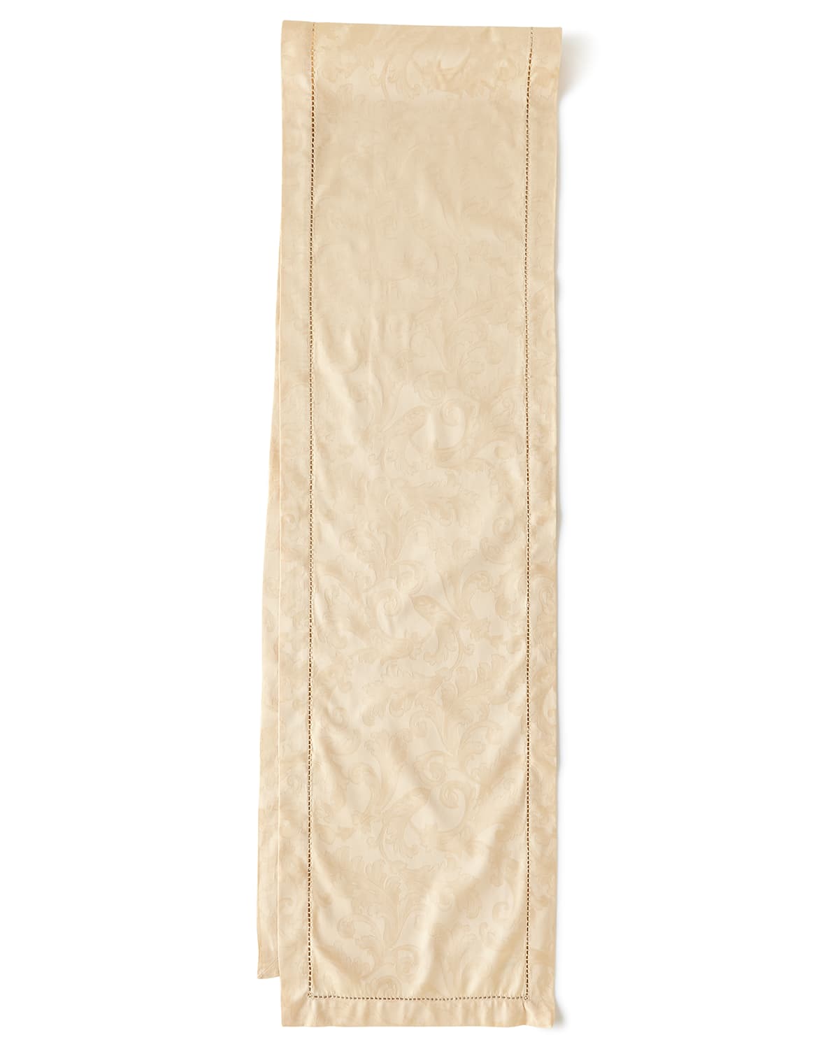 Shop Sferra Plume Jacquard 108"l Table Runner In Parchment
