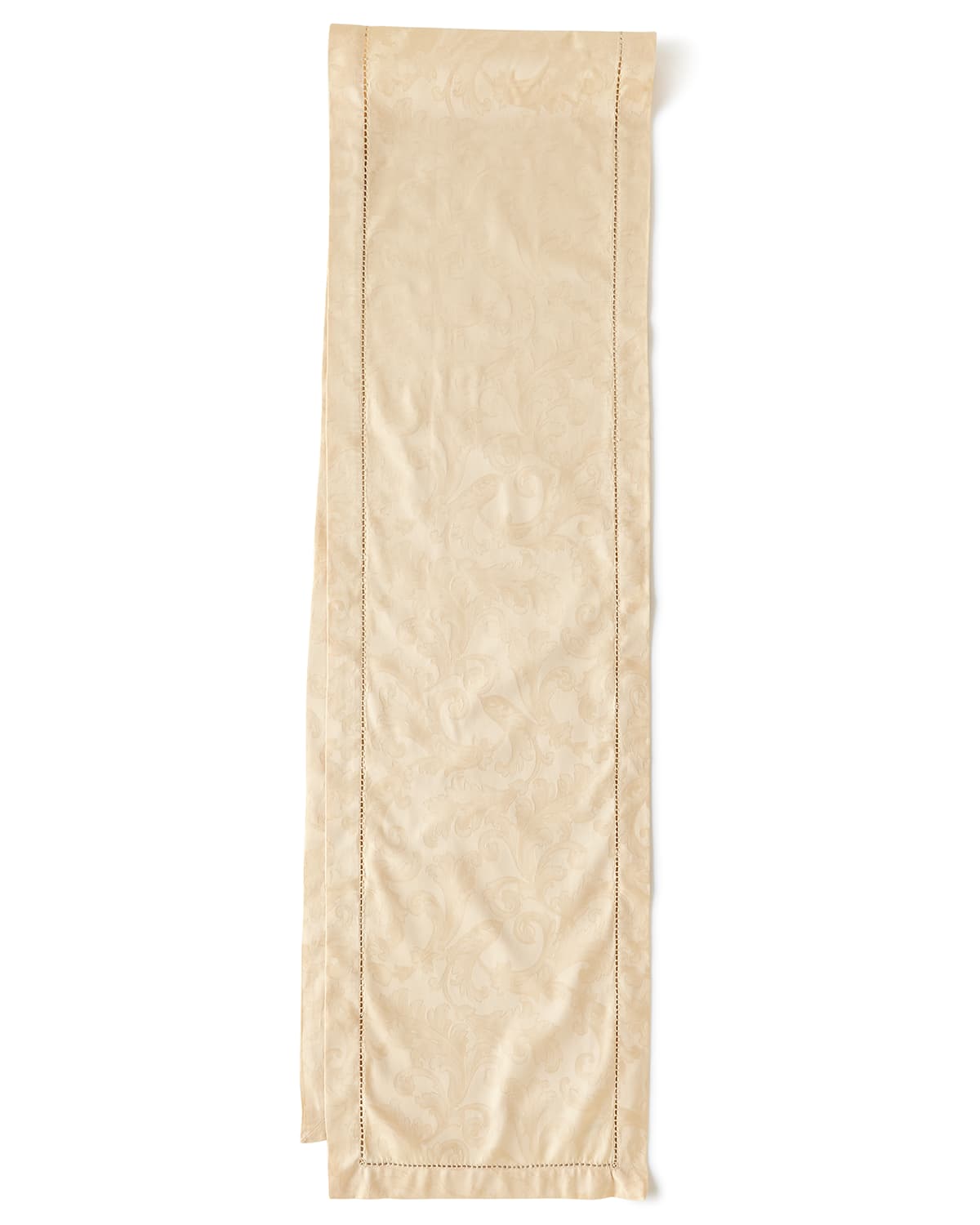 Sferra Acanthus Jacquard Table Runner, 15" X 108" In Parchment