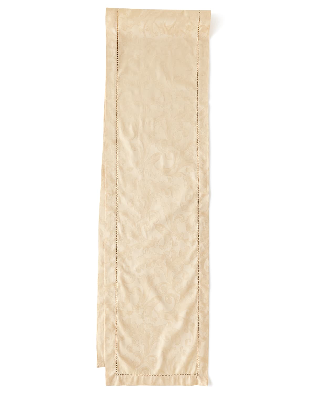 Sferra Acanthus Jacquard Table Runner, 15" X 72" In Parchment