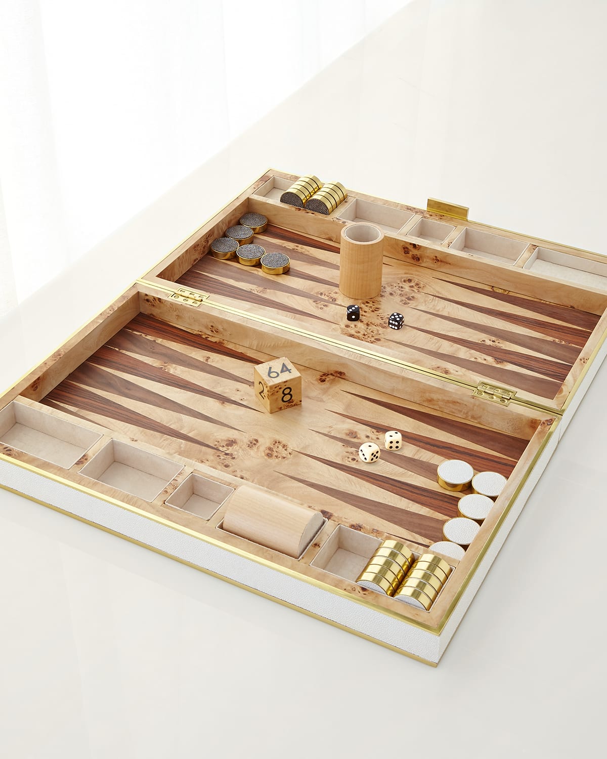 Aerin Cream Shagreen Backgammon Set In Neutral