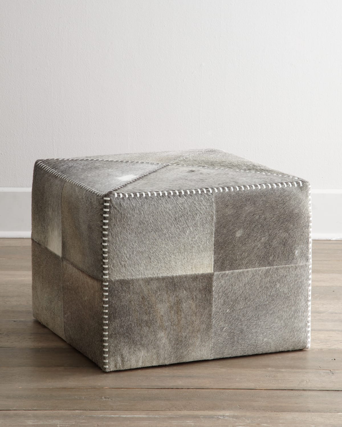 Jamie Young Hobson Hide Ottoman In Gray