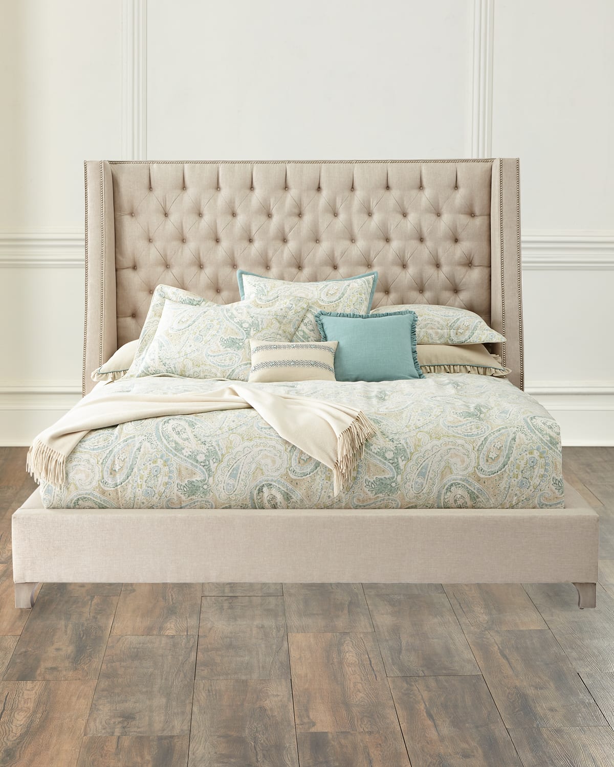 Massoud Missy Tufted King Bed In Sandstone