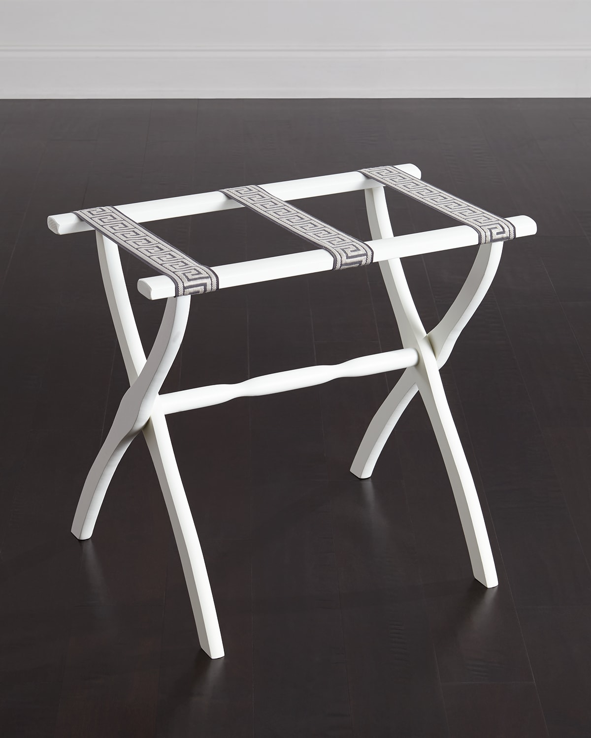 Gate House Furniture Luggage Rack with Greek Key Detailing, Pewter