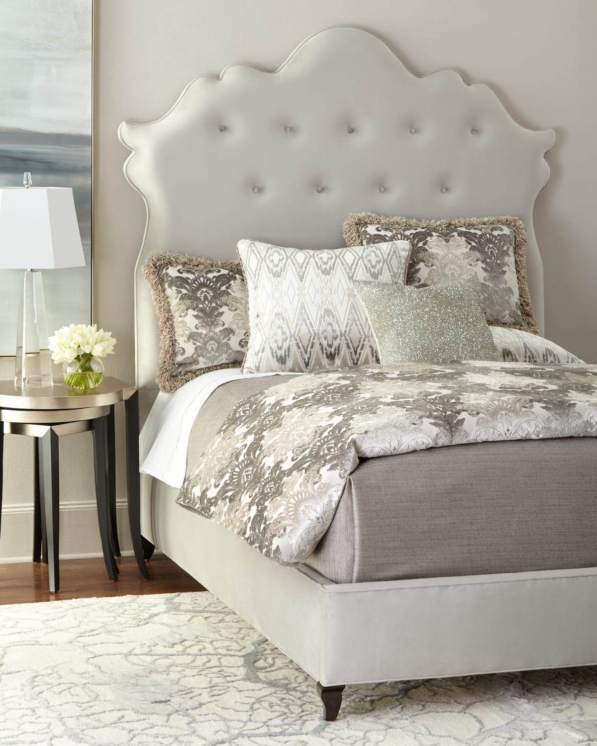 Haute House Arabella Tufted Queen Bed In Grey