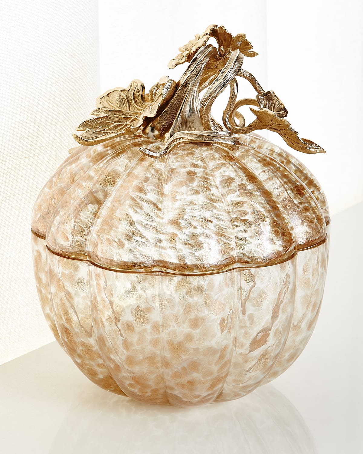 Shop Jay Strongwater Large Leaf And Vine Gilded Glass Jar In Gold