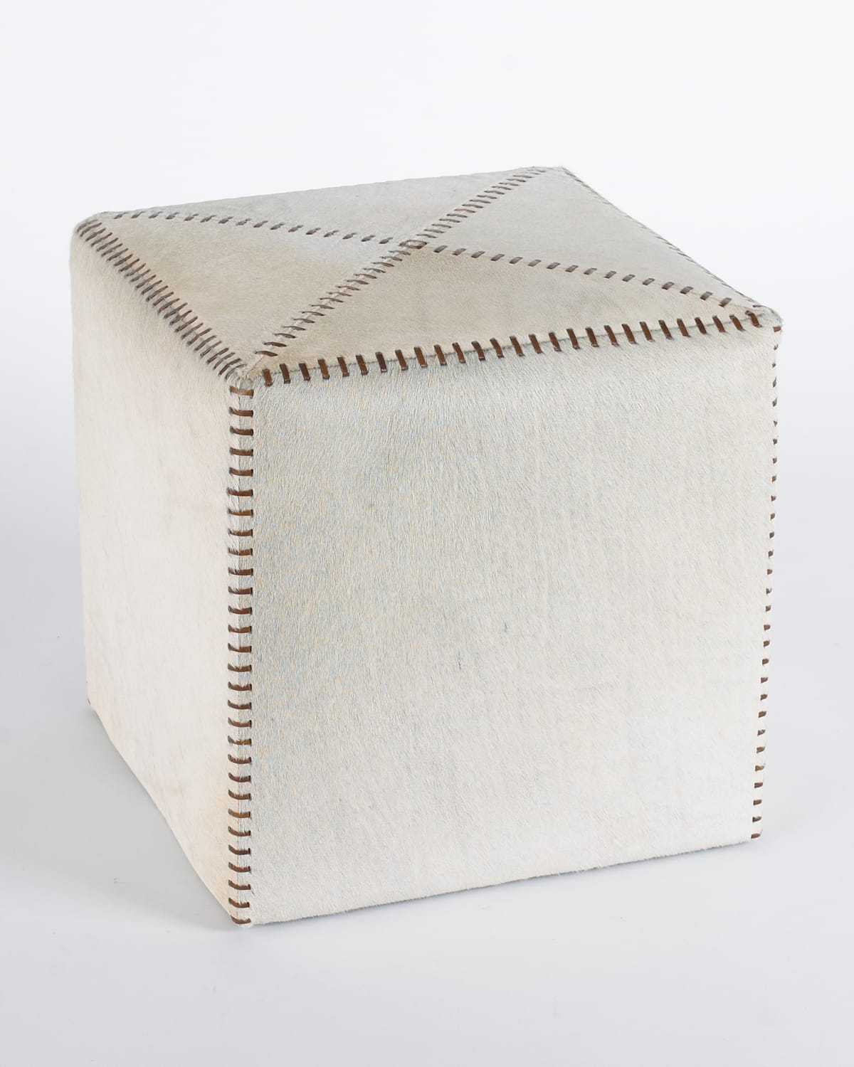 Small White Hairhide Ottoman