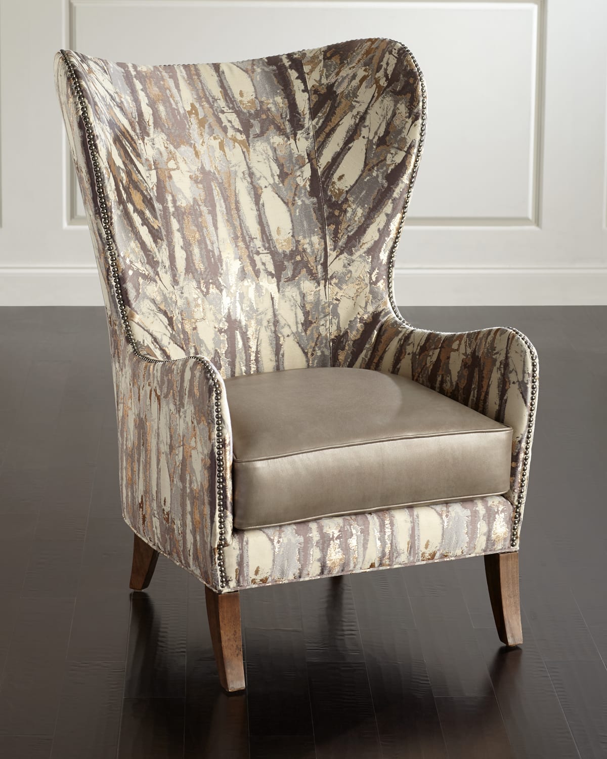 Shop Massoud Inigo Glimmer Wing Chair In Bronze