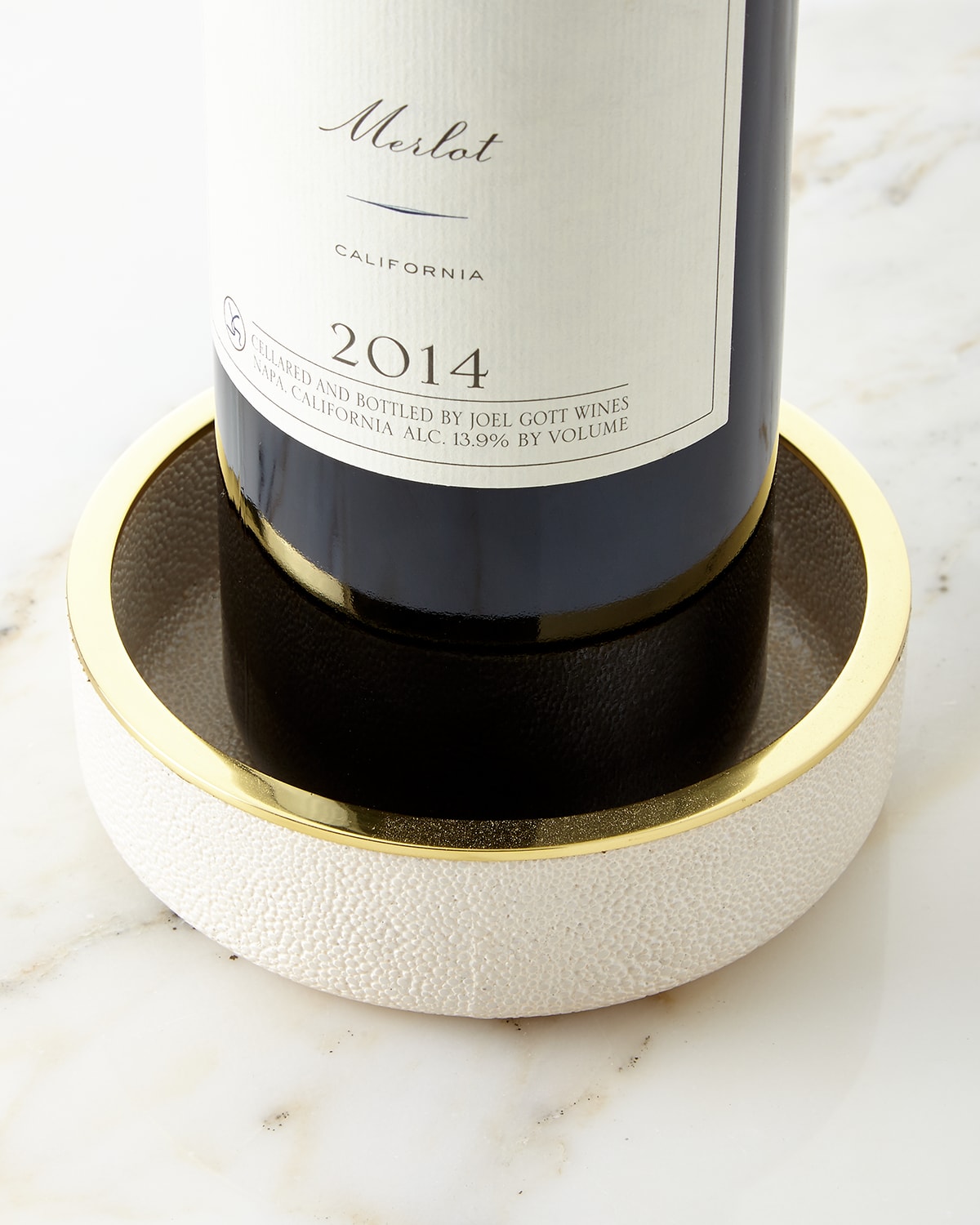 Aerin Faux-shagreen Wine Coaster In Cream