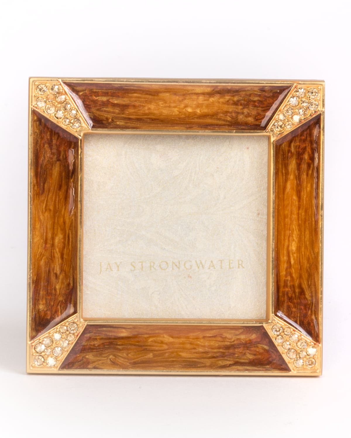 Jay Strongwater Leland Pave Corner Square Picture Frame, Medium Brown In Medium Brown