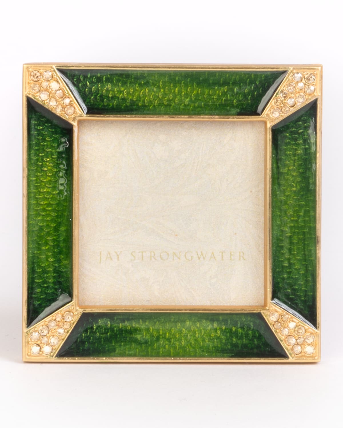 Shop Jay Strongwater Leland Pave Corner Square Picture Frame, Emerald - 2" X 2"