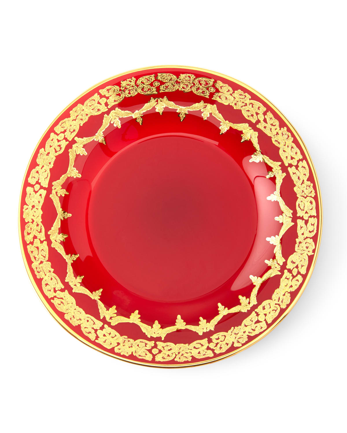 Neiman Marcus Red Oro Bello Dessert Plate, Set Of 4 In Red