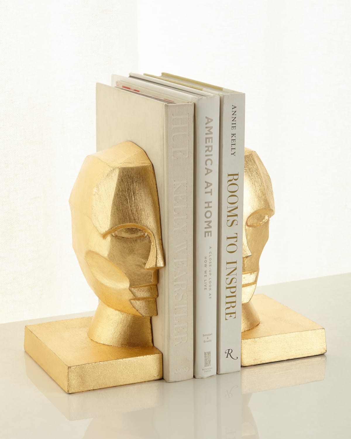 Worlds Away Pair Of Profile Bookends In Golden Leaf