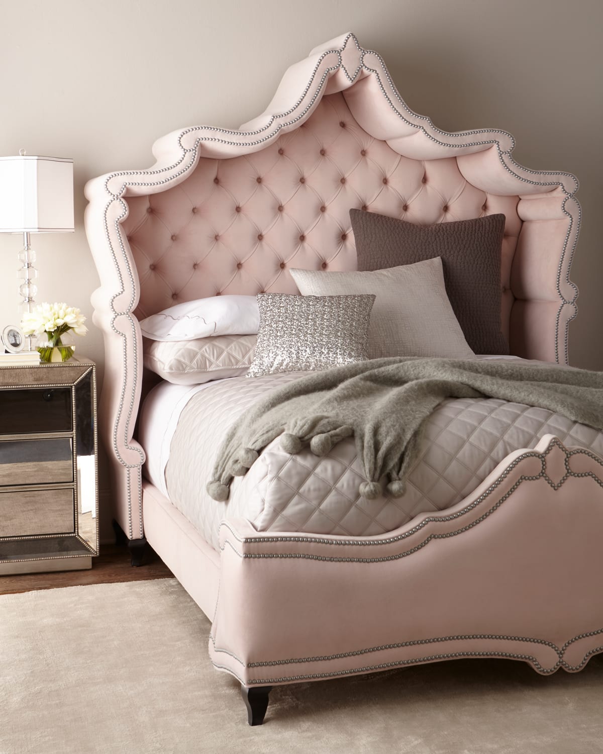 Haute House Queen Blush Antoinette Bed In Light Pink