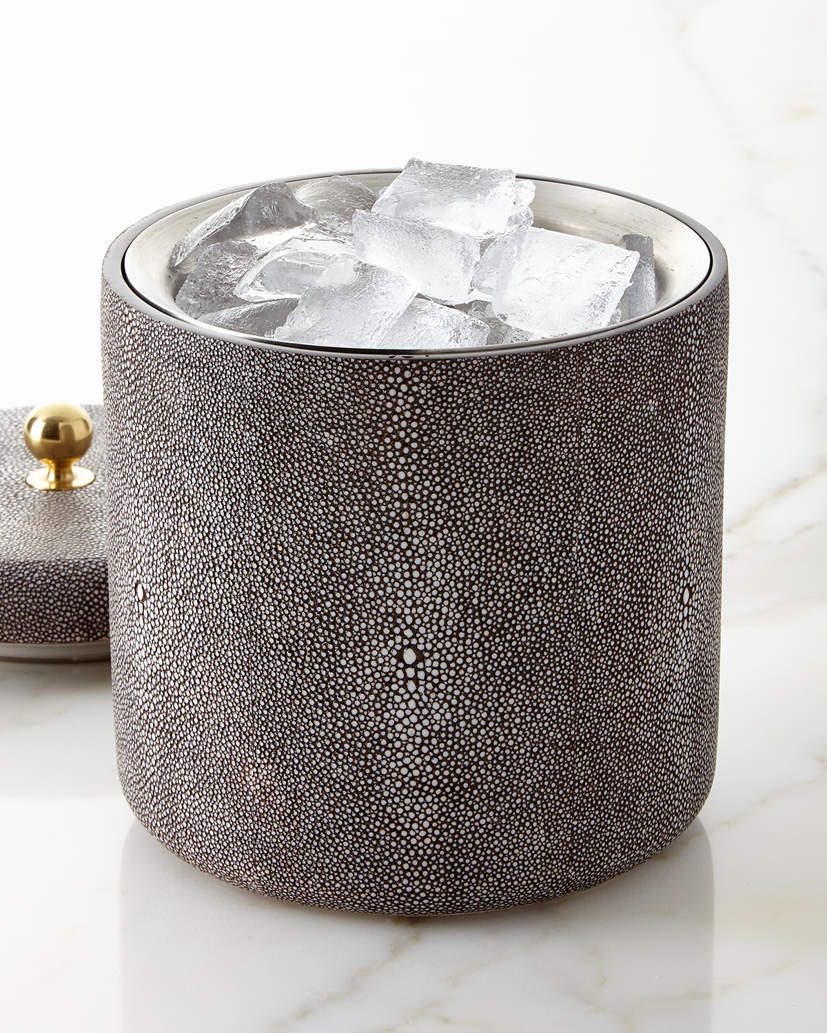 Aerin Shagreen Lidded Ice Bucket In Chocolate