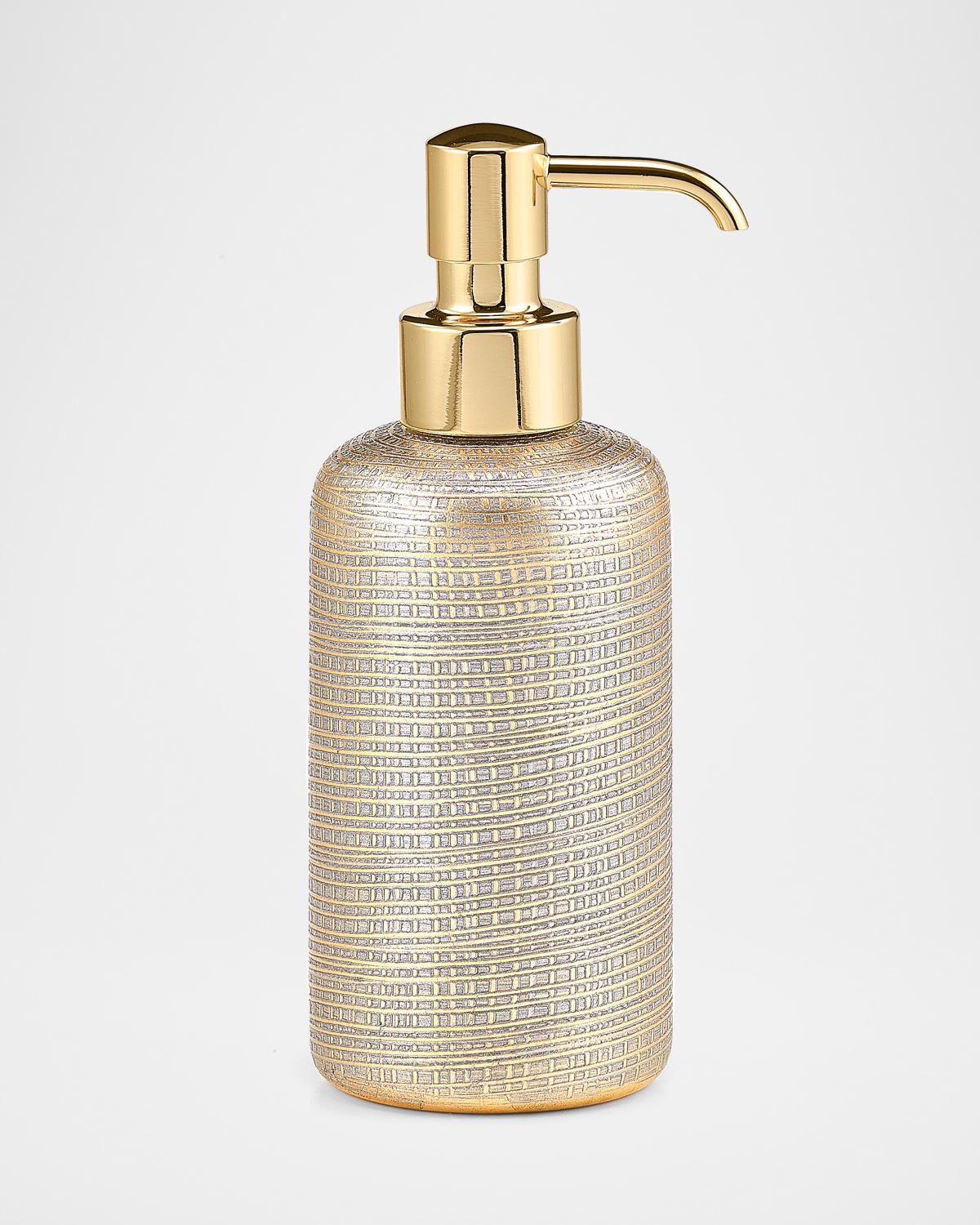 Labrazel Woven Metallic Pump Dispenser With Golden Polished Top In Gray Metallic
