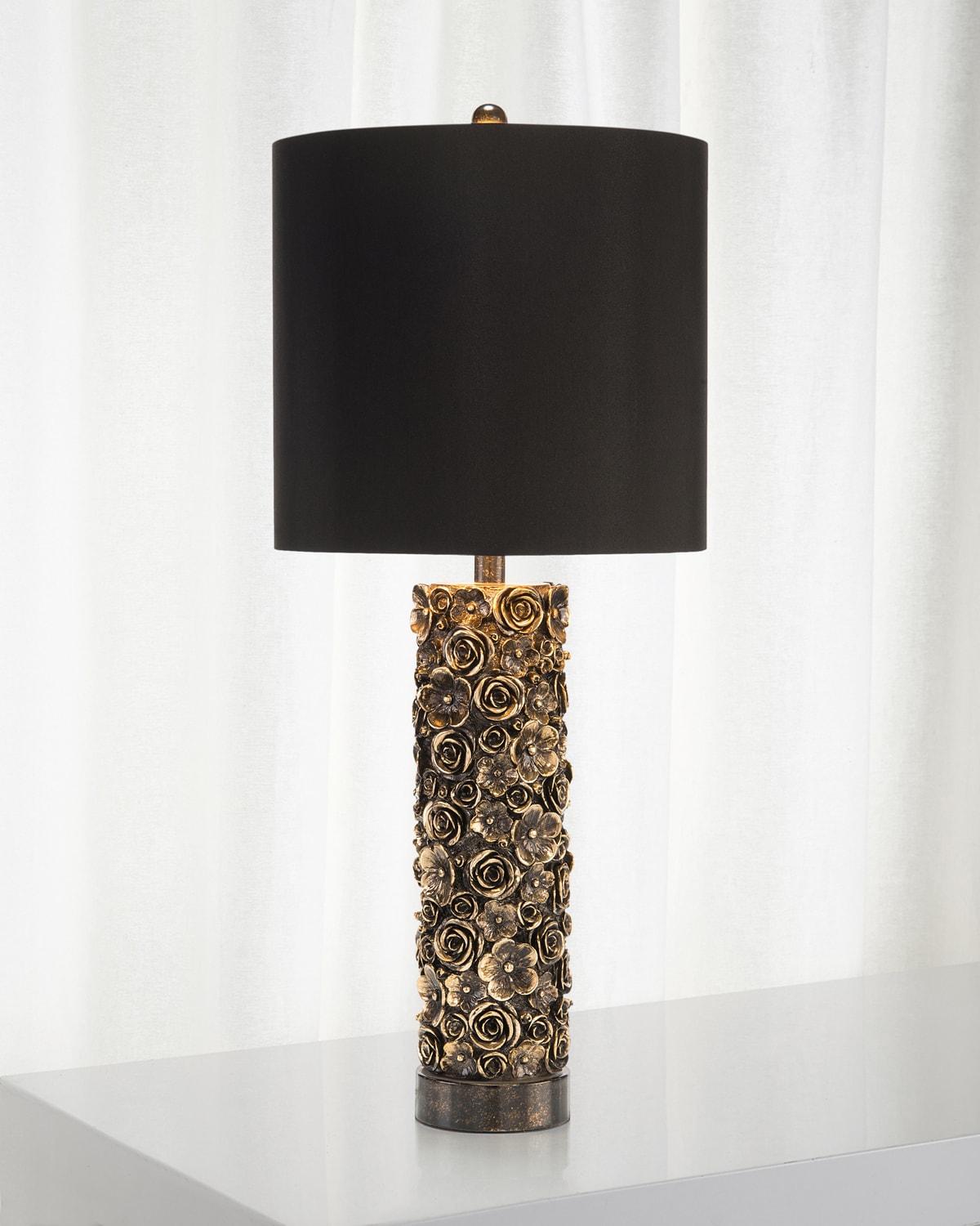 John-richard Collection Distressed Bloom Table Lamp In Gold