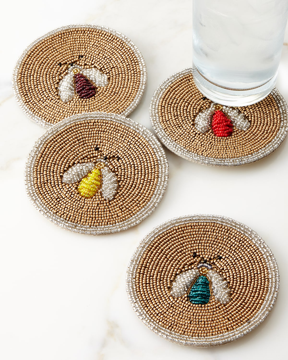 Joanna Buchanan Sparkle Bee Coasters 4-piece Set In Gold