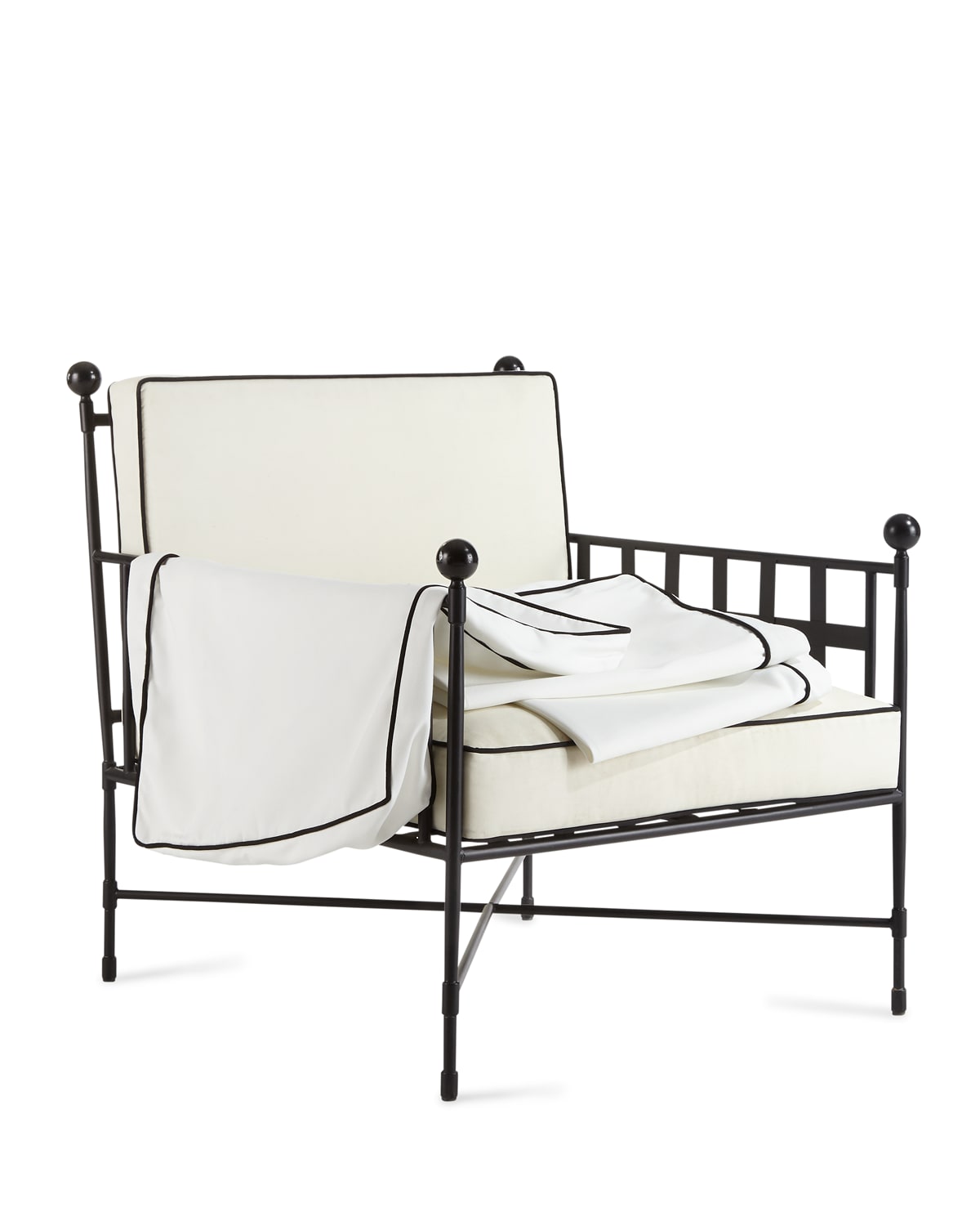 Neiman Marcus Avery Neoclassical Lounge Chair Replacement Cover In White/black