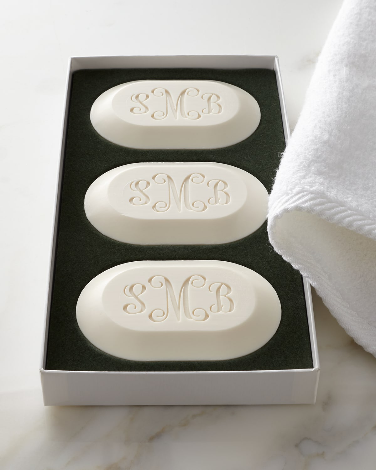Carved Solutions Original Soap Trio - Monogram In White