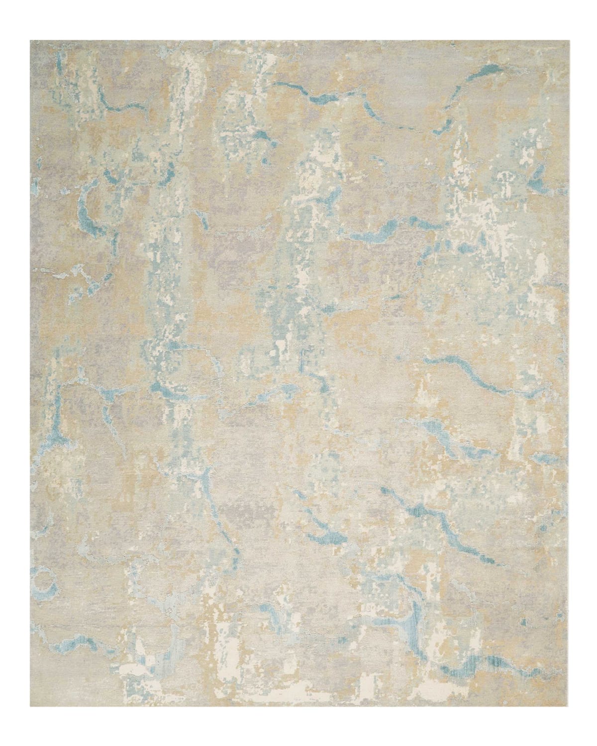 Nourcouture Tranquilite Hand-knotted Rug, 9' X 10' In Sand/blue