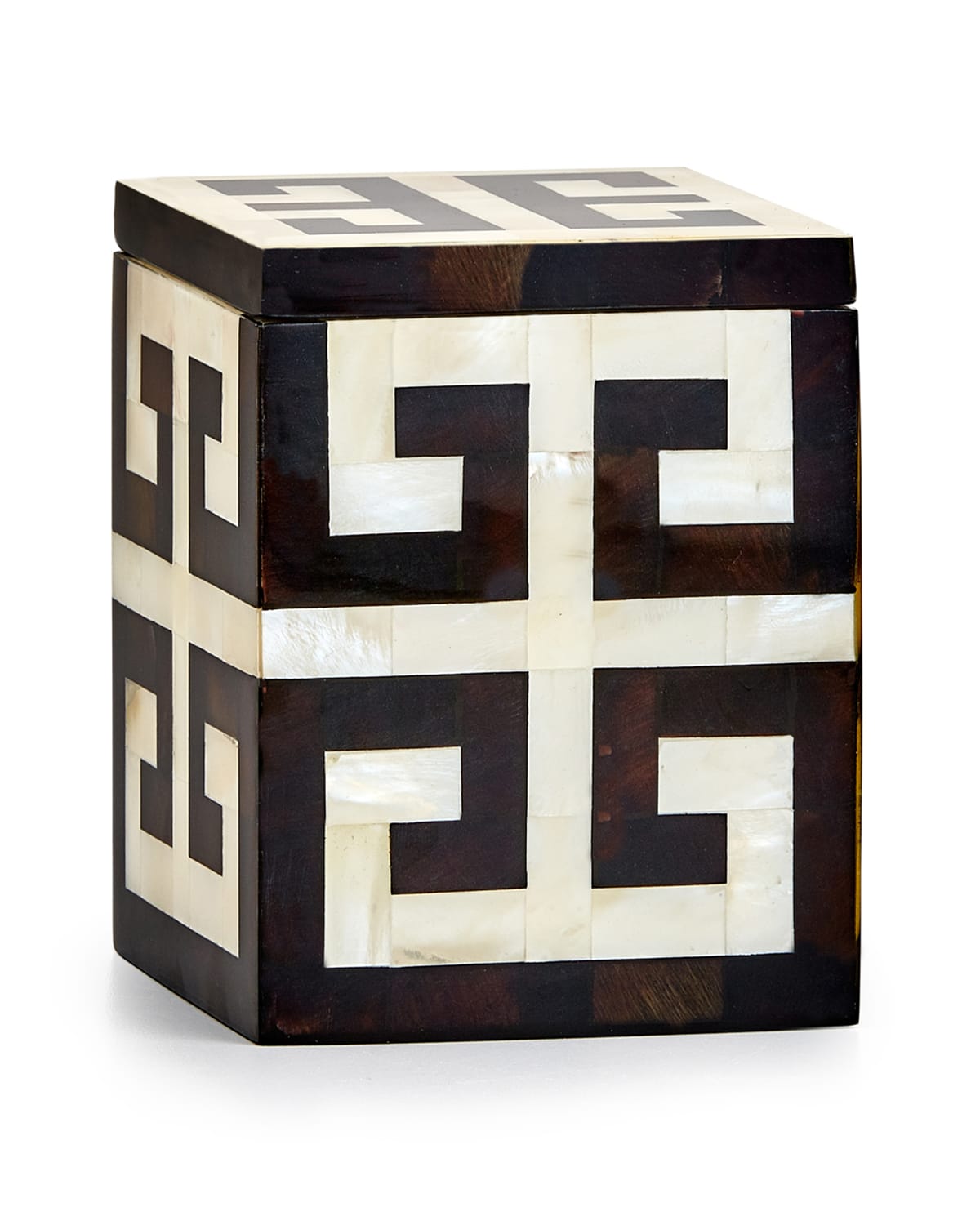 Shop Labrazel Greek Key Canister In Ivory/ebony