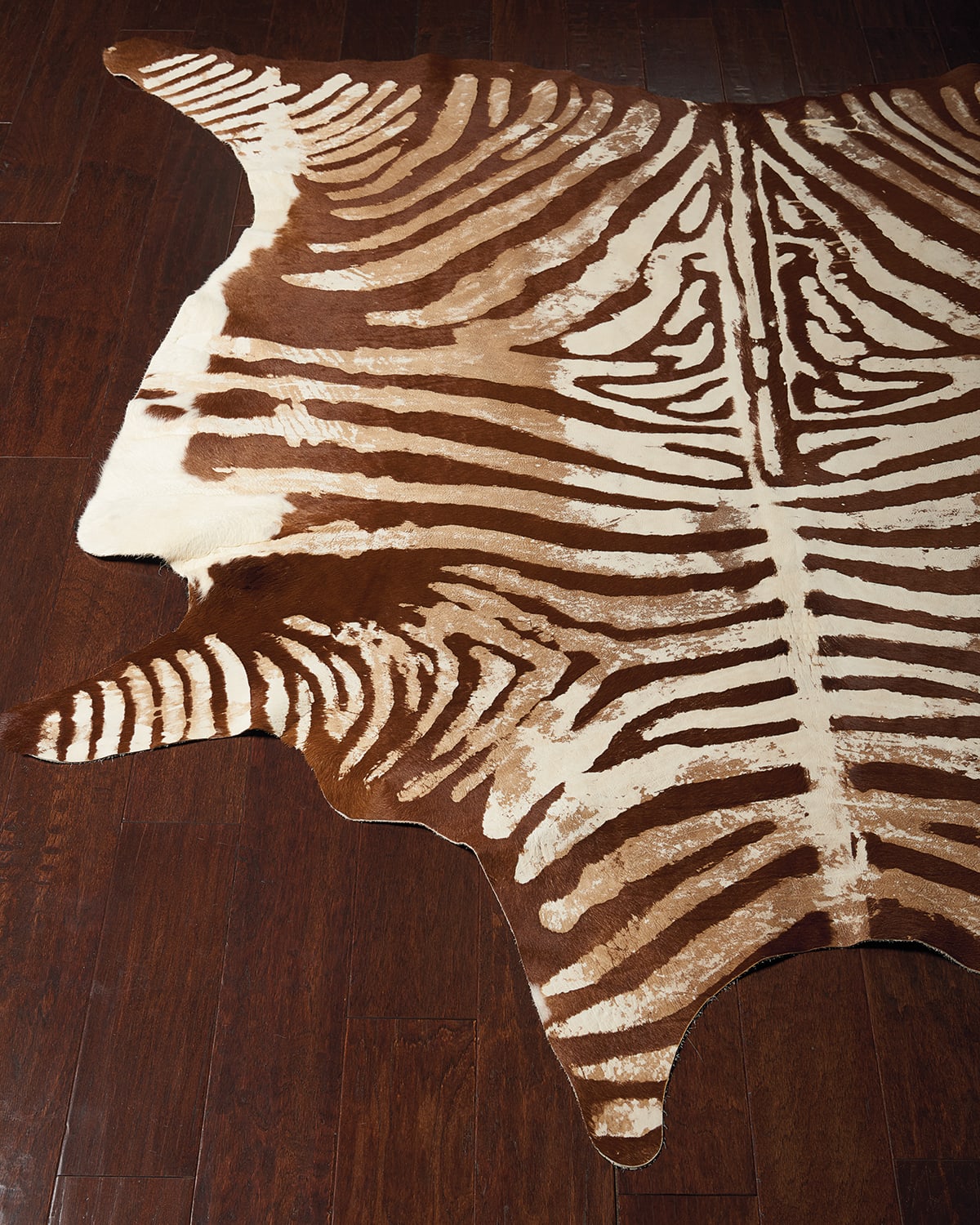 Nourcouture Valdis Zebra-print Hair On Hide Rug, 5' X 7' In Brown