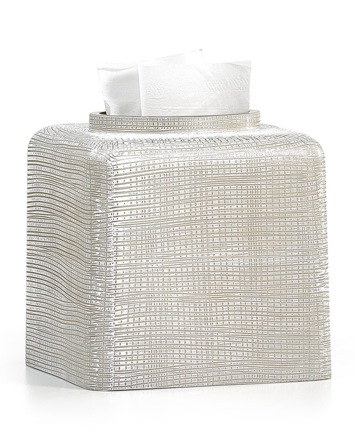 Labrazel Woven Tissue Box Cover, Platinum In Silver/white