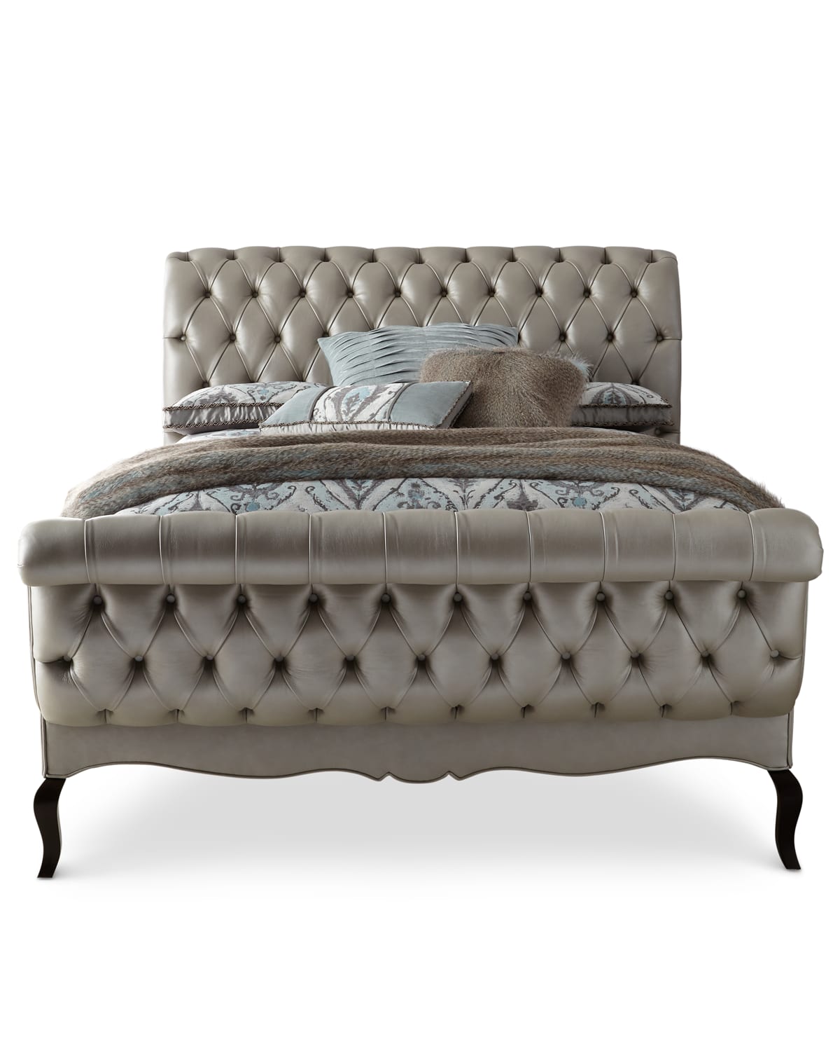 Haute House Duncan Fife Leather King Bed In Mist Blue