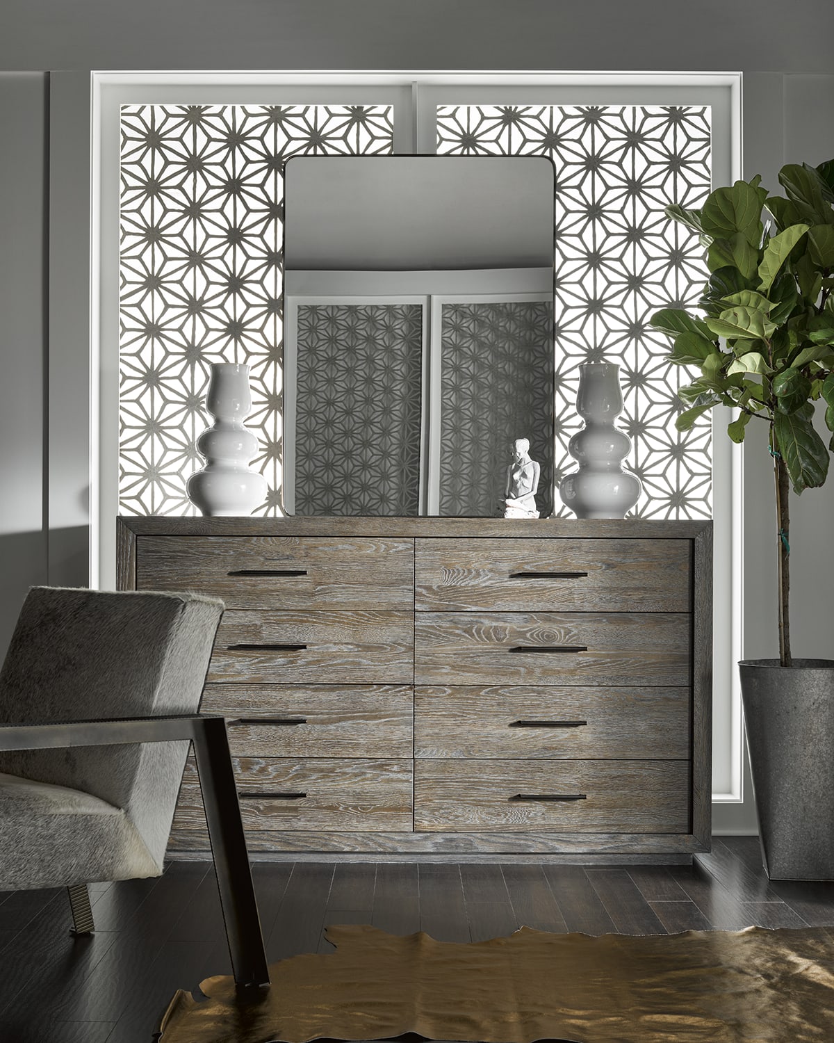 Universal Furniture Coast Circles Dresser Mirror In Grey