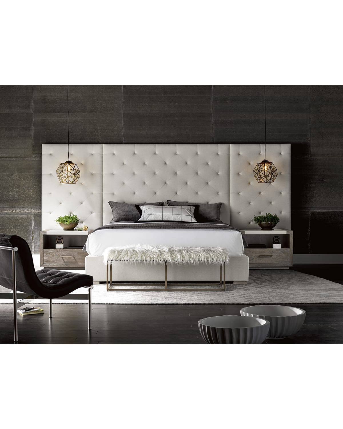 Universal Furniture Parigi Tufted Queen Bed With Panels In Black