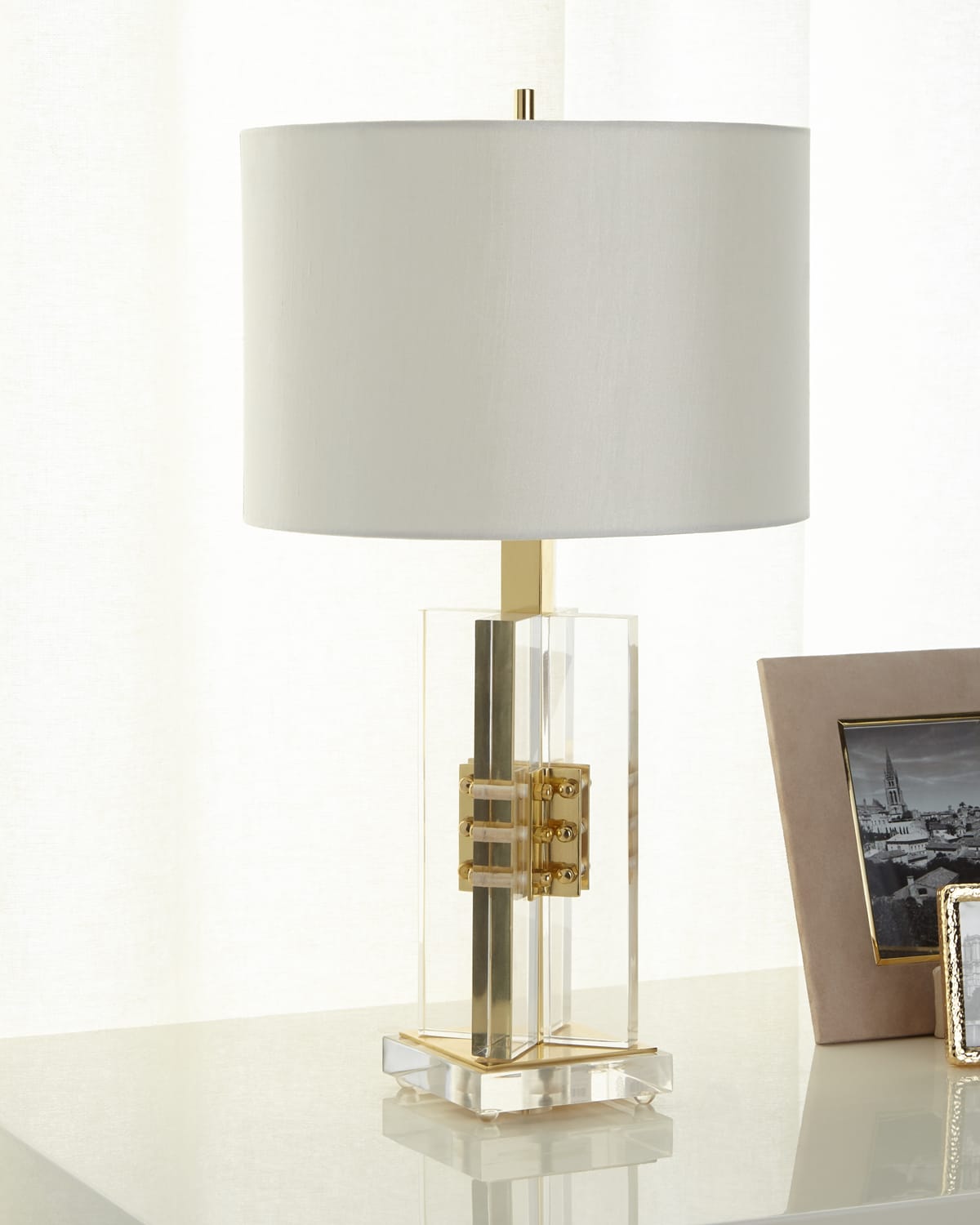 Shop John-richard Collection Brass And Acrylic Table Lamp In Gold