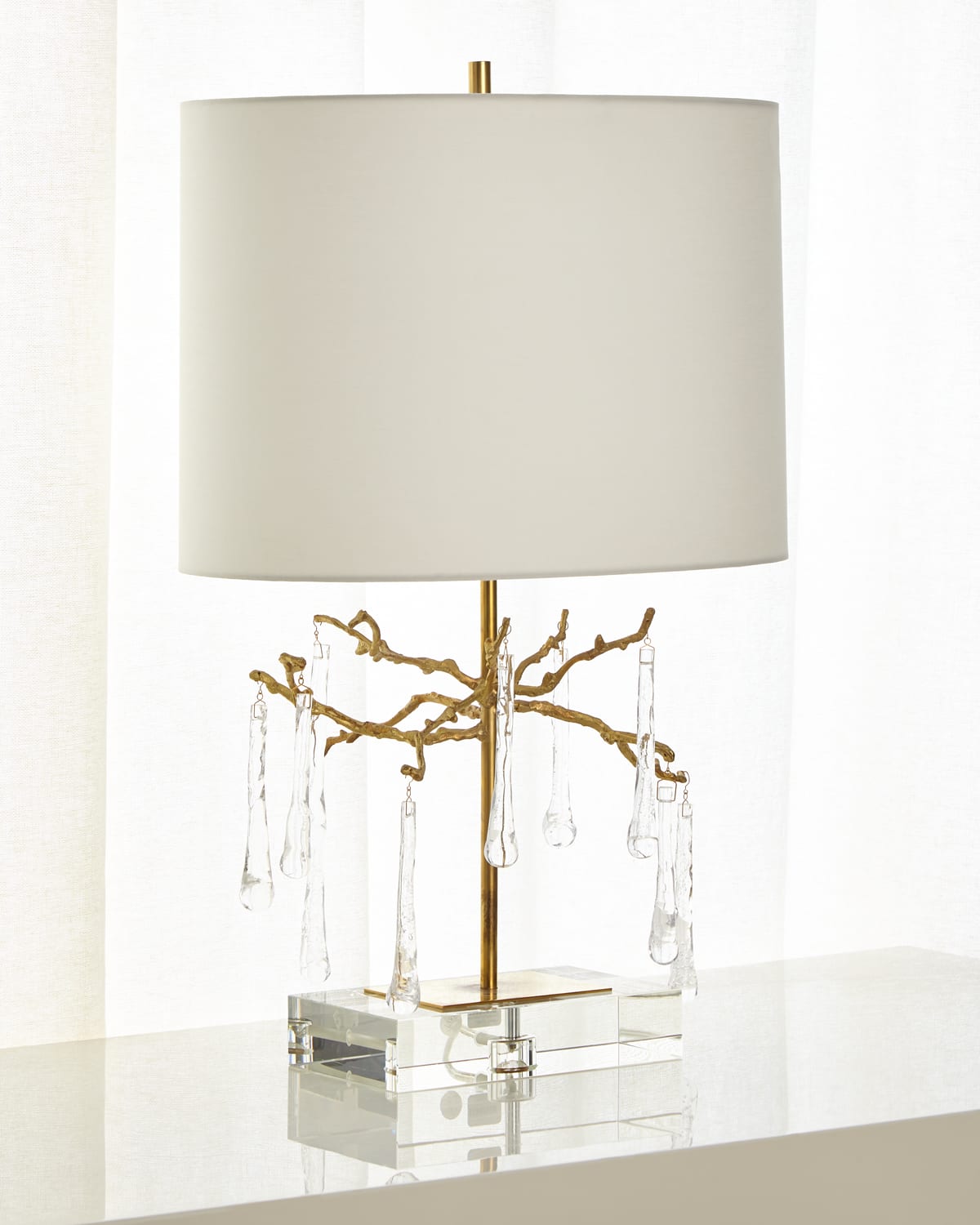 Shop John-richard Collection Branched Crystal Table Lamp In Gold