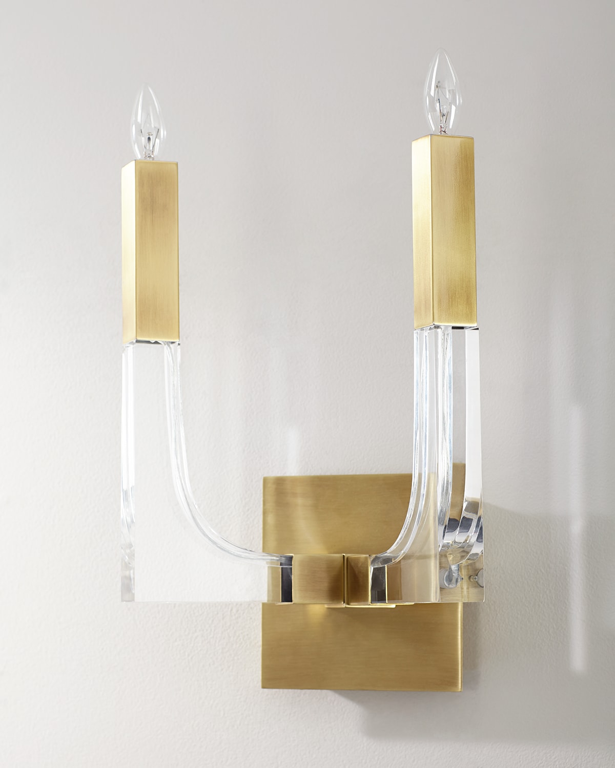 Shop John-richard Collection Acrylic And Brass Double-light Wall Sconce In Gold