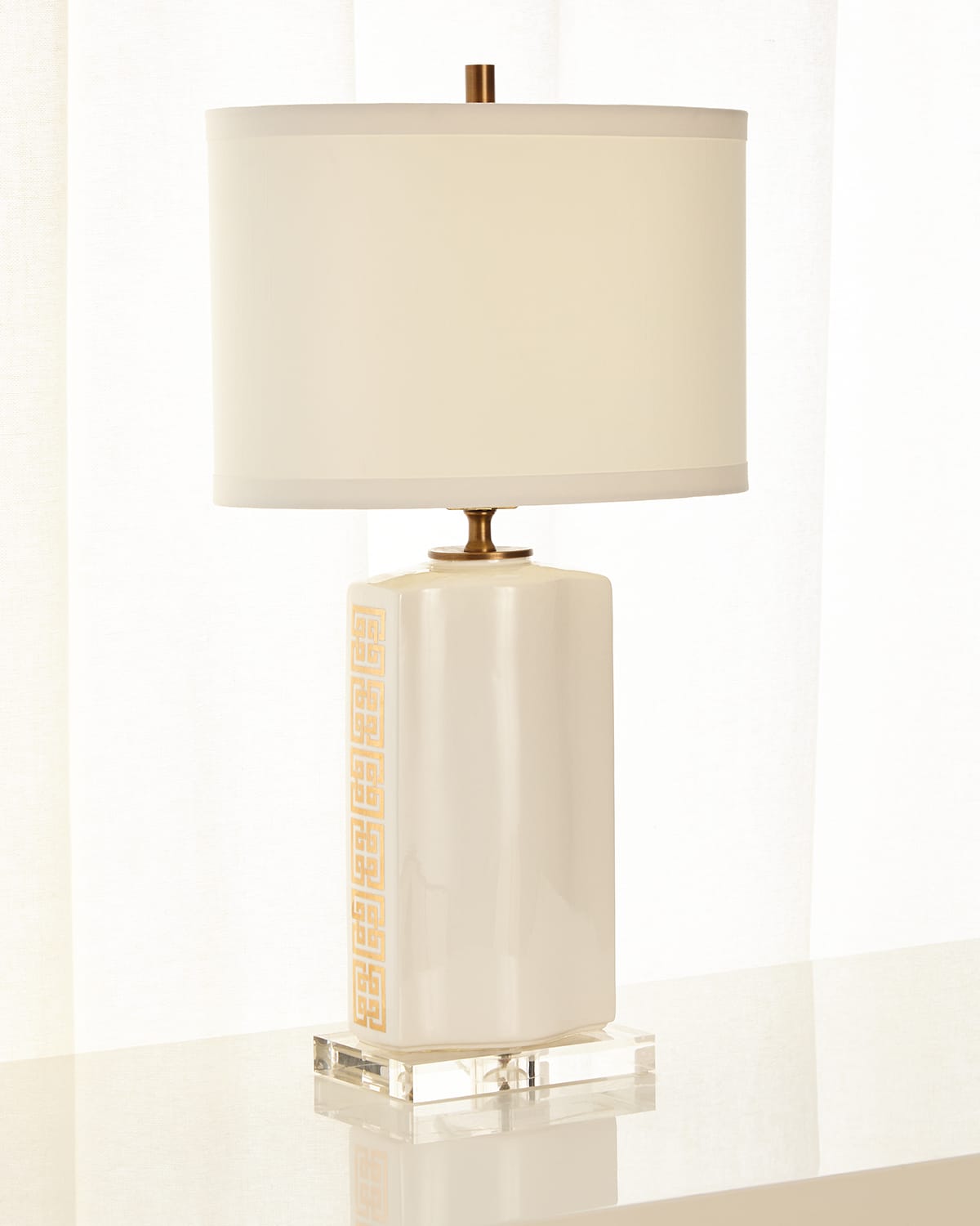 Shop Port 68 Palace Fret Table Lamp In Ivory